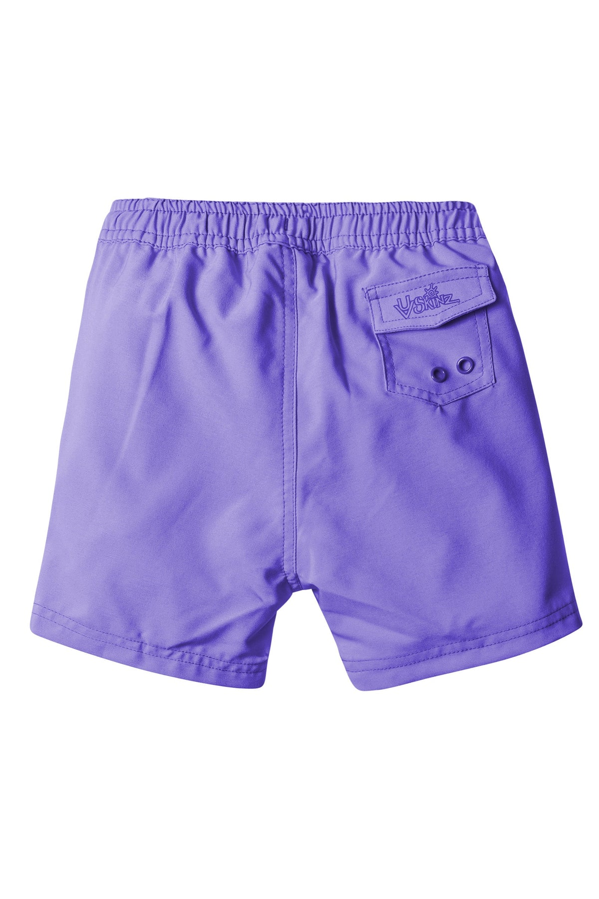back view of the girl's board shorts in purple|purple