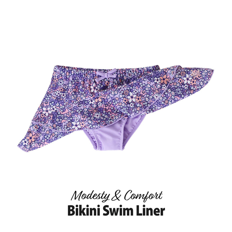 The bikini swim liner under the girls swim skirt in lavender fields|lavender-fields