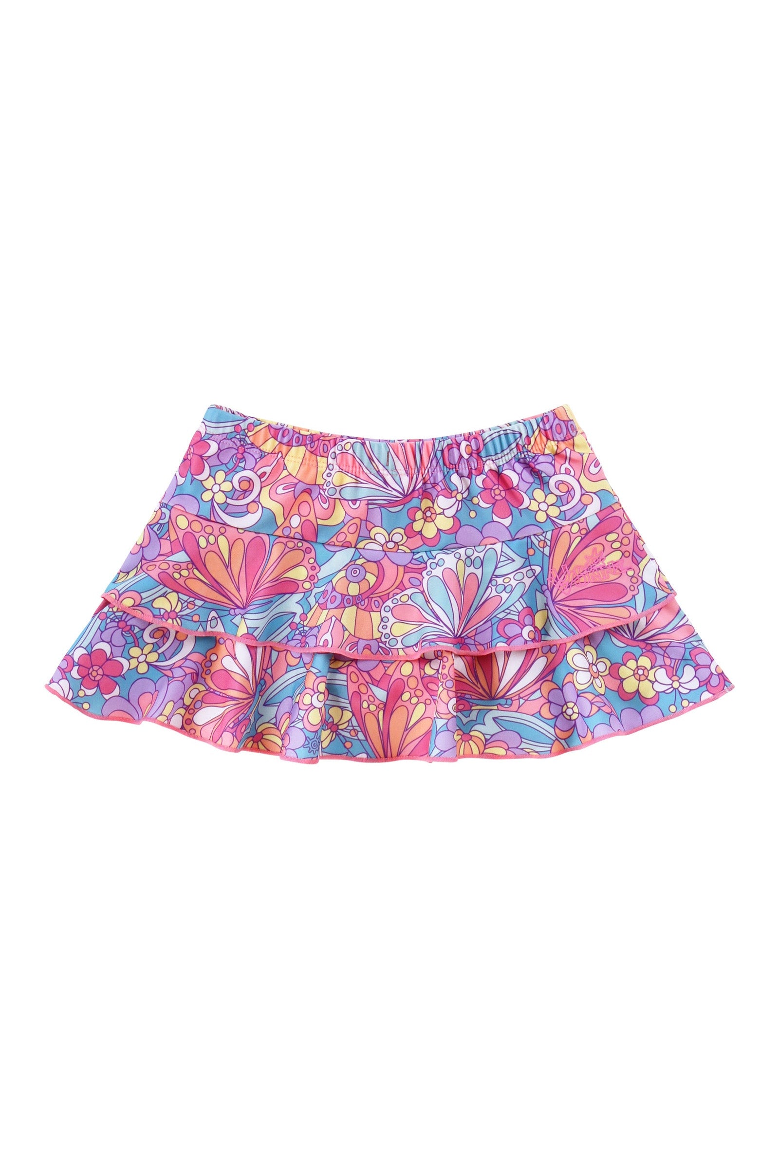 back view of girls sunny swim skirt|mosaic-butterflies