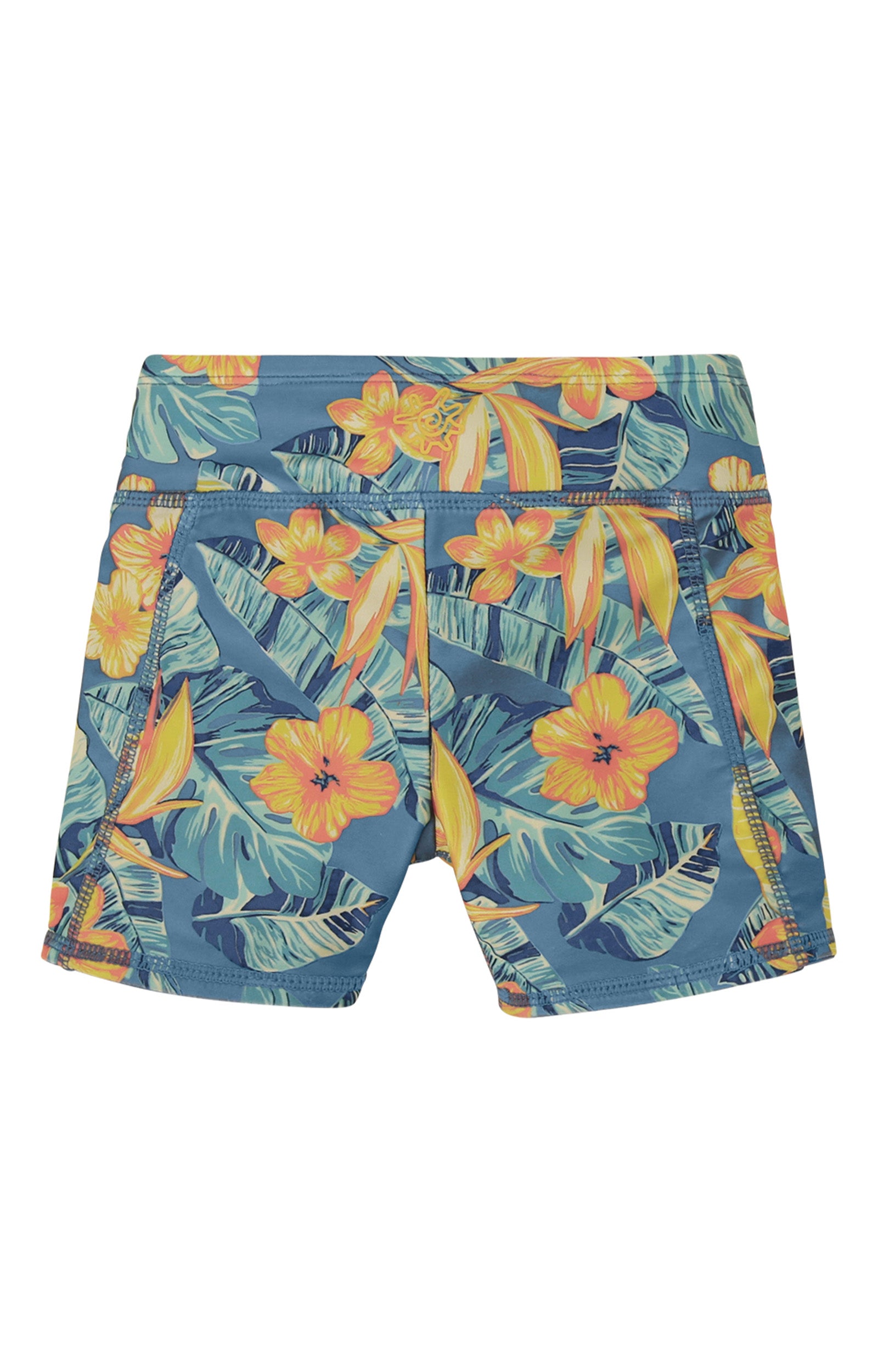 girl's reversible active swim shorts|maui-hibiscus-baltic