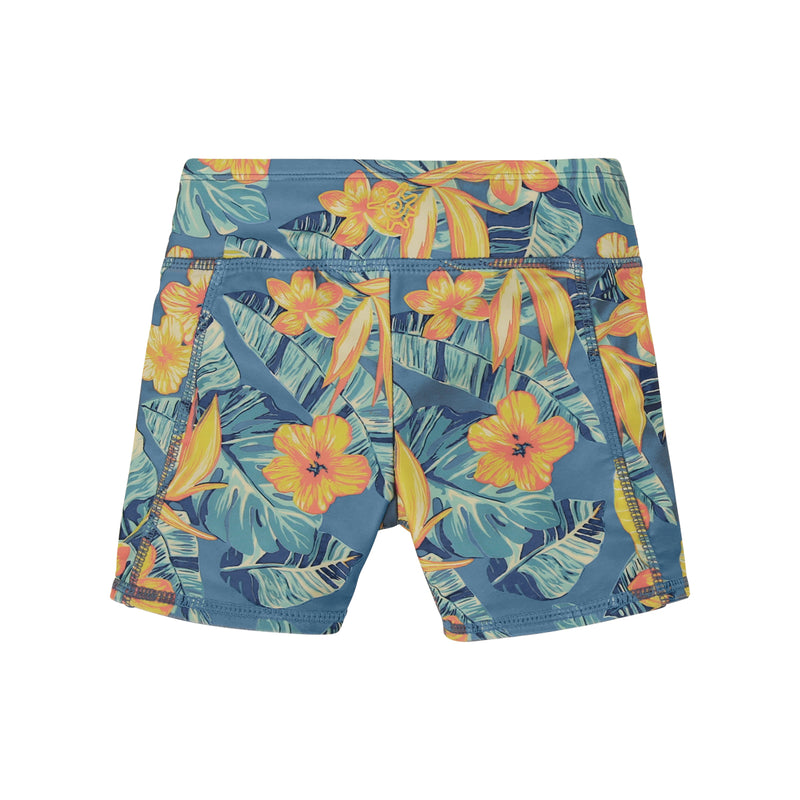 girl's reversible active swim shorts|maui-hibiscus-baltic