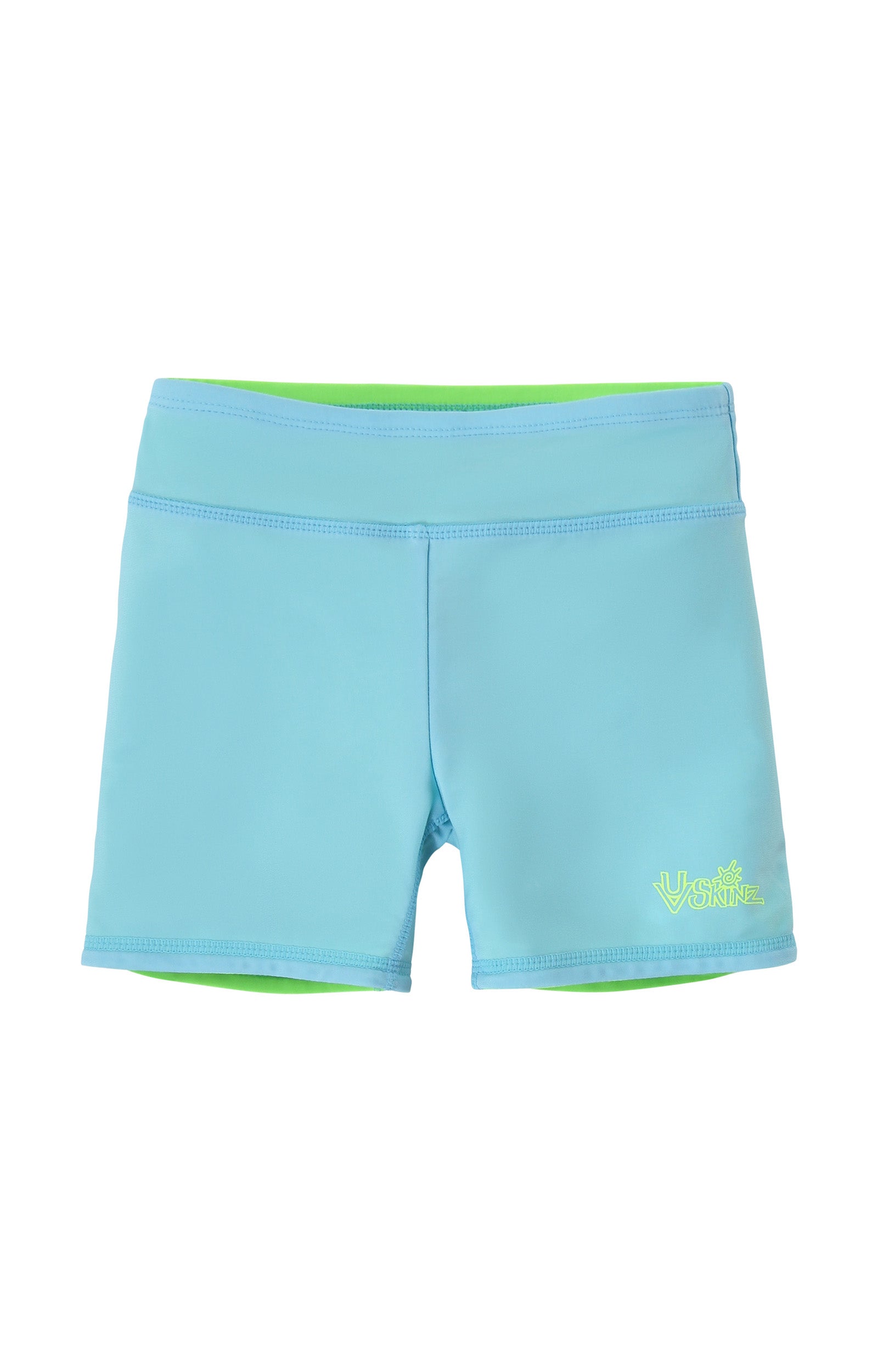 girls neon reversible active swim shorts in neon sky|neon-sky-neon-green