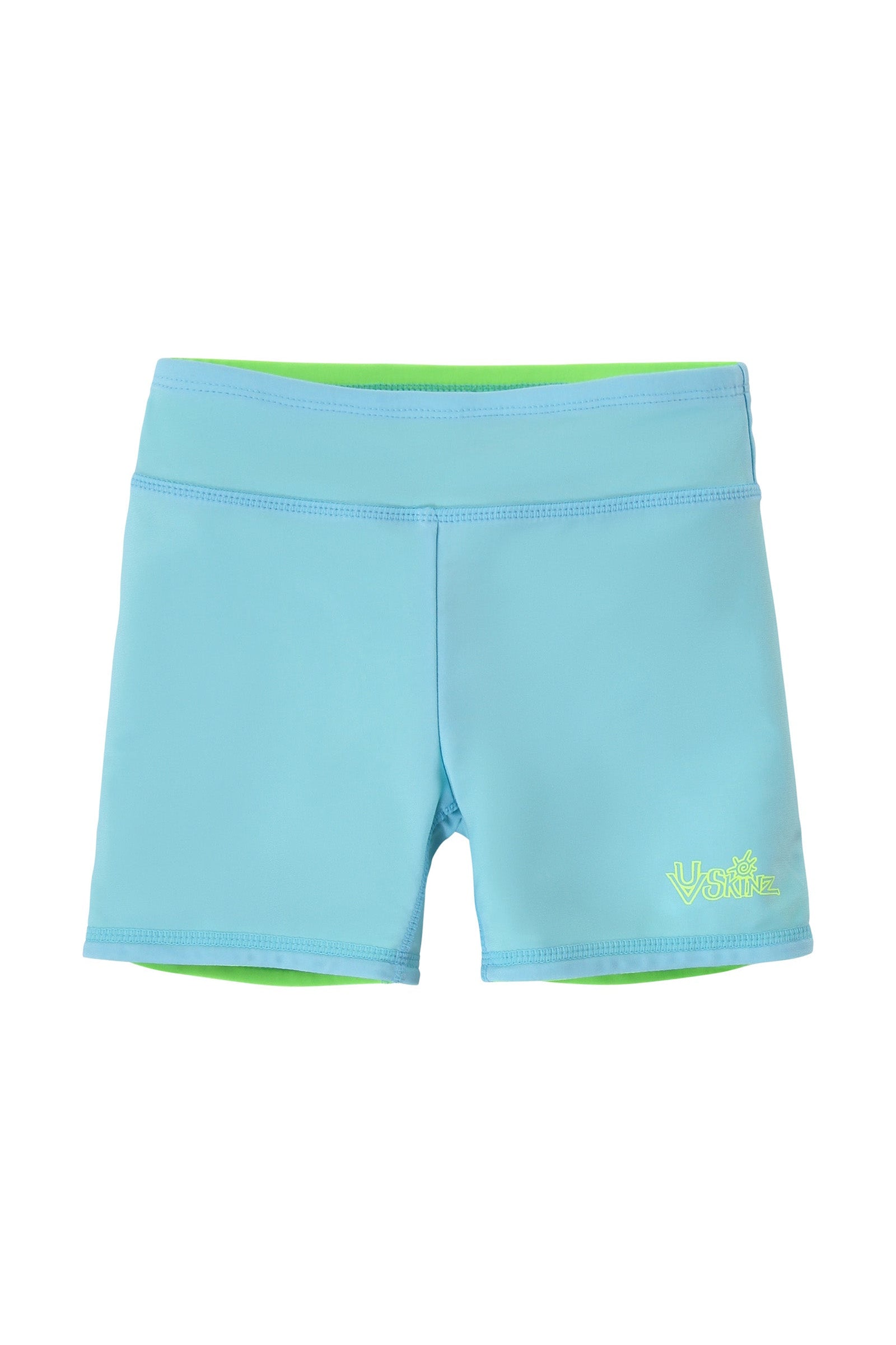 girls neon reversible active swim shorts in neon sky|neon-sky-neon-green