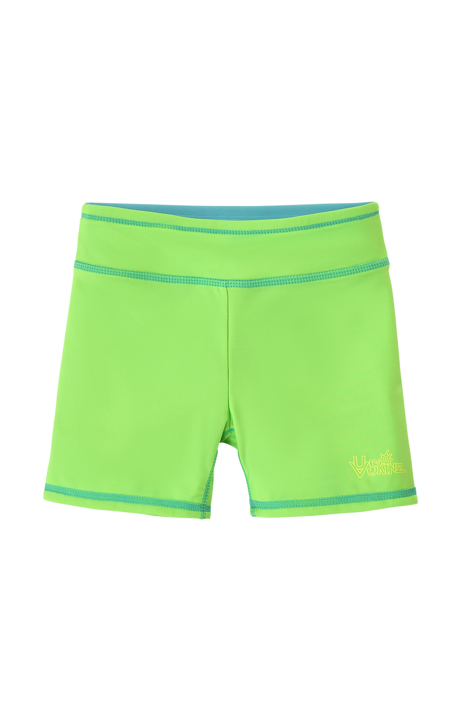 girls neon reversible active swim shorts in neon green|neon-sky-neon-green