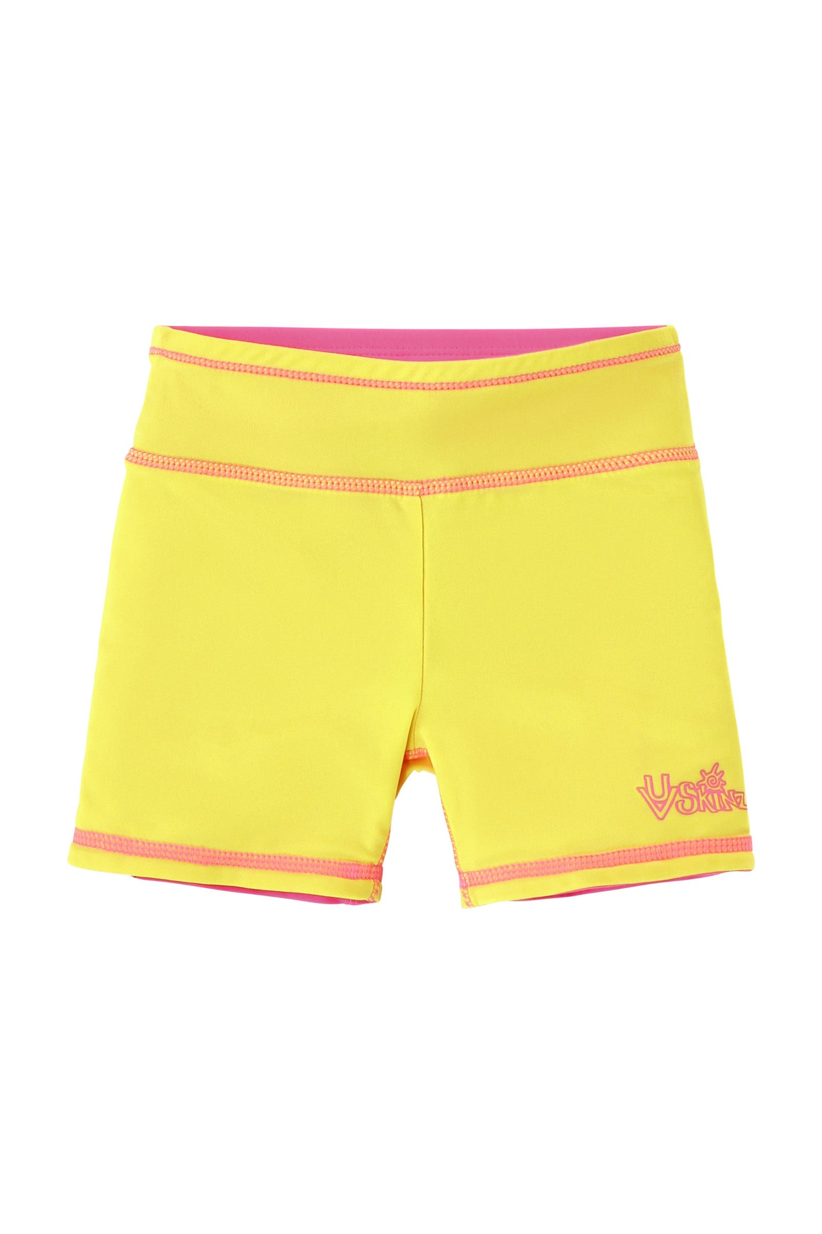 girls neon reversible active swim shorts in neon yellow|neon-sorbet-neon-yellow