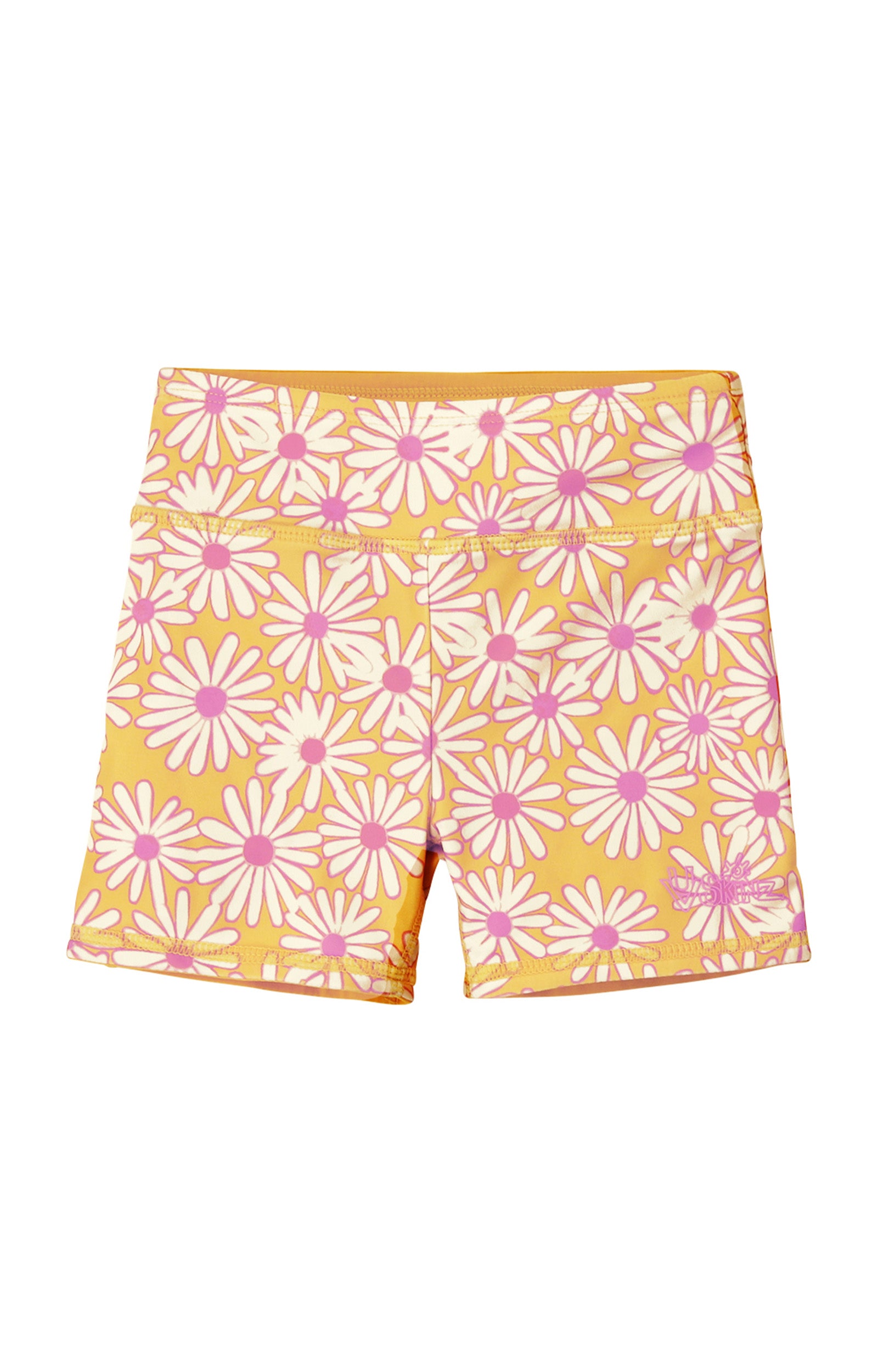 girl's reversible active swim shorts|sunshine-daisies-marigold