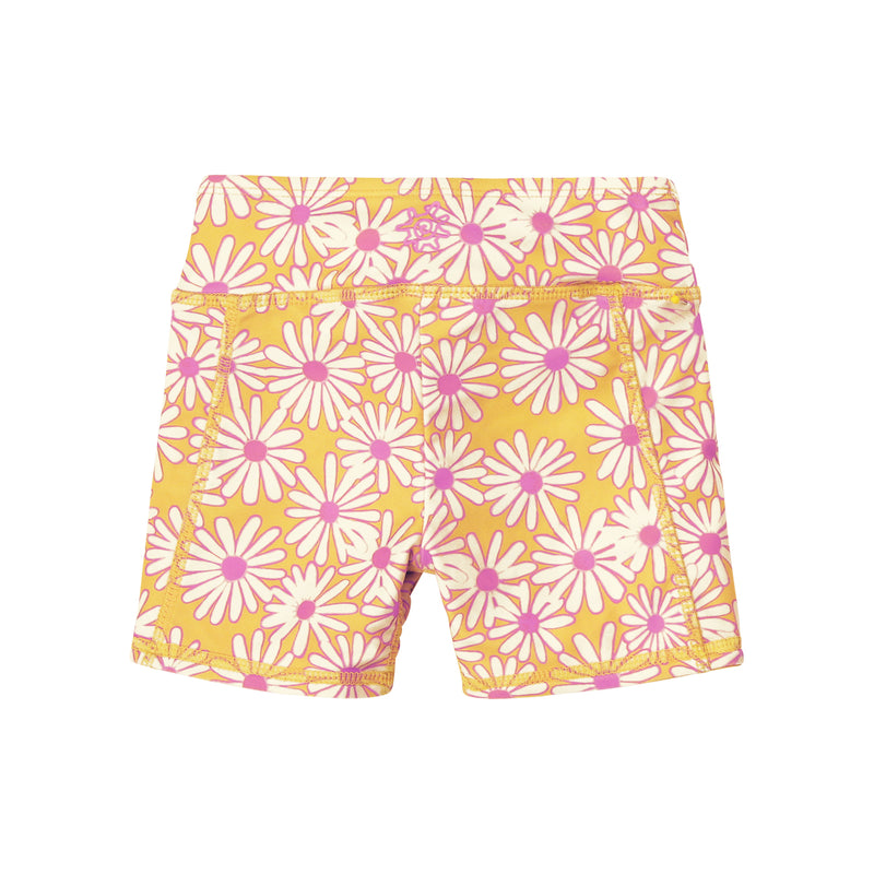 girl's reversible active swim shorts|sunshine-daisies-marigold