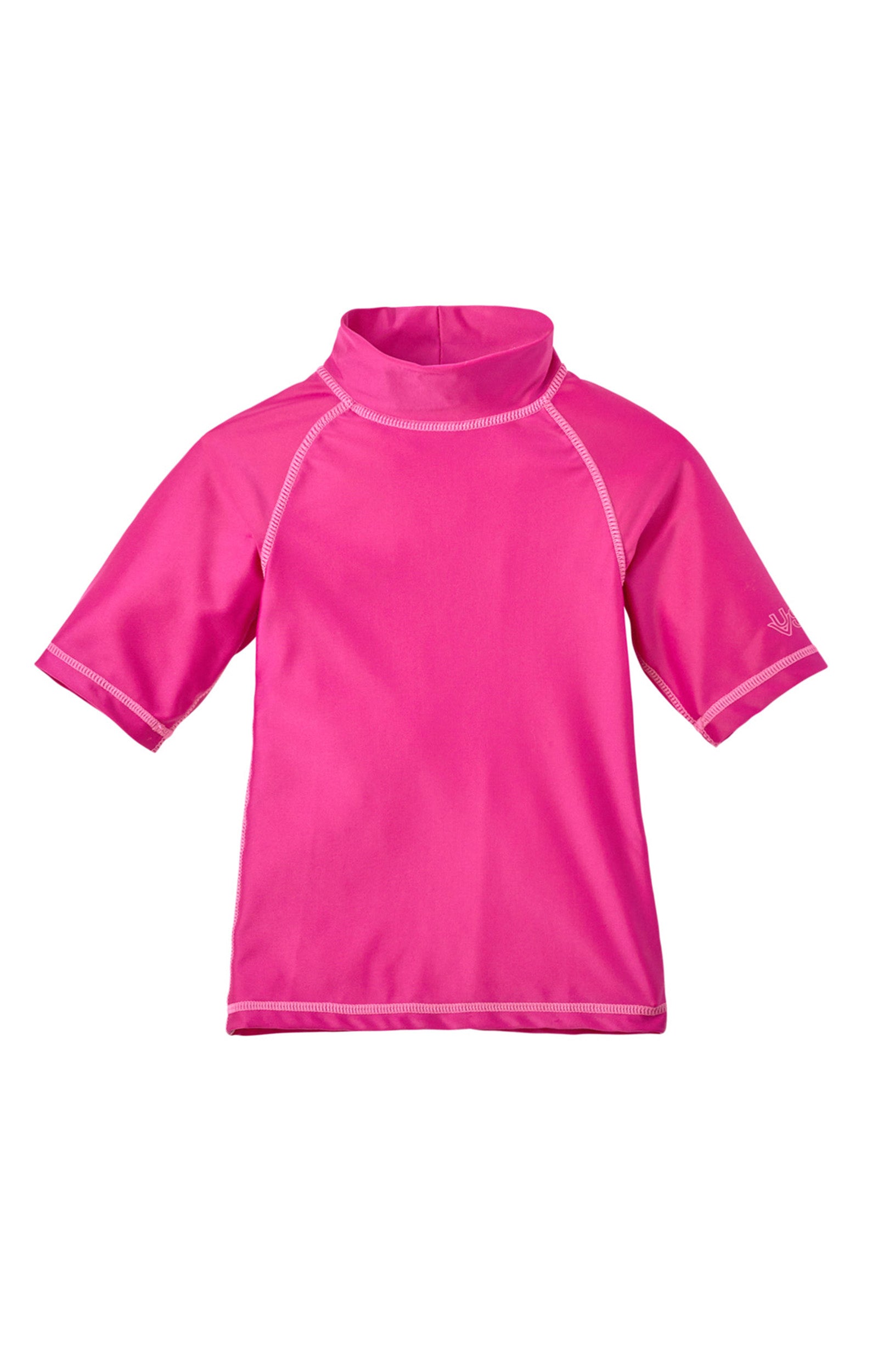 Kid's short sleeve swim shirt in hot pink|hot-pink