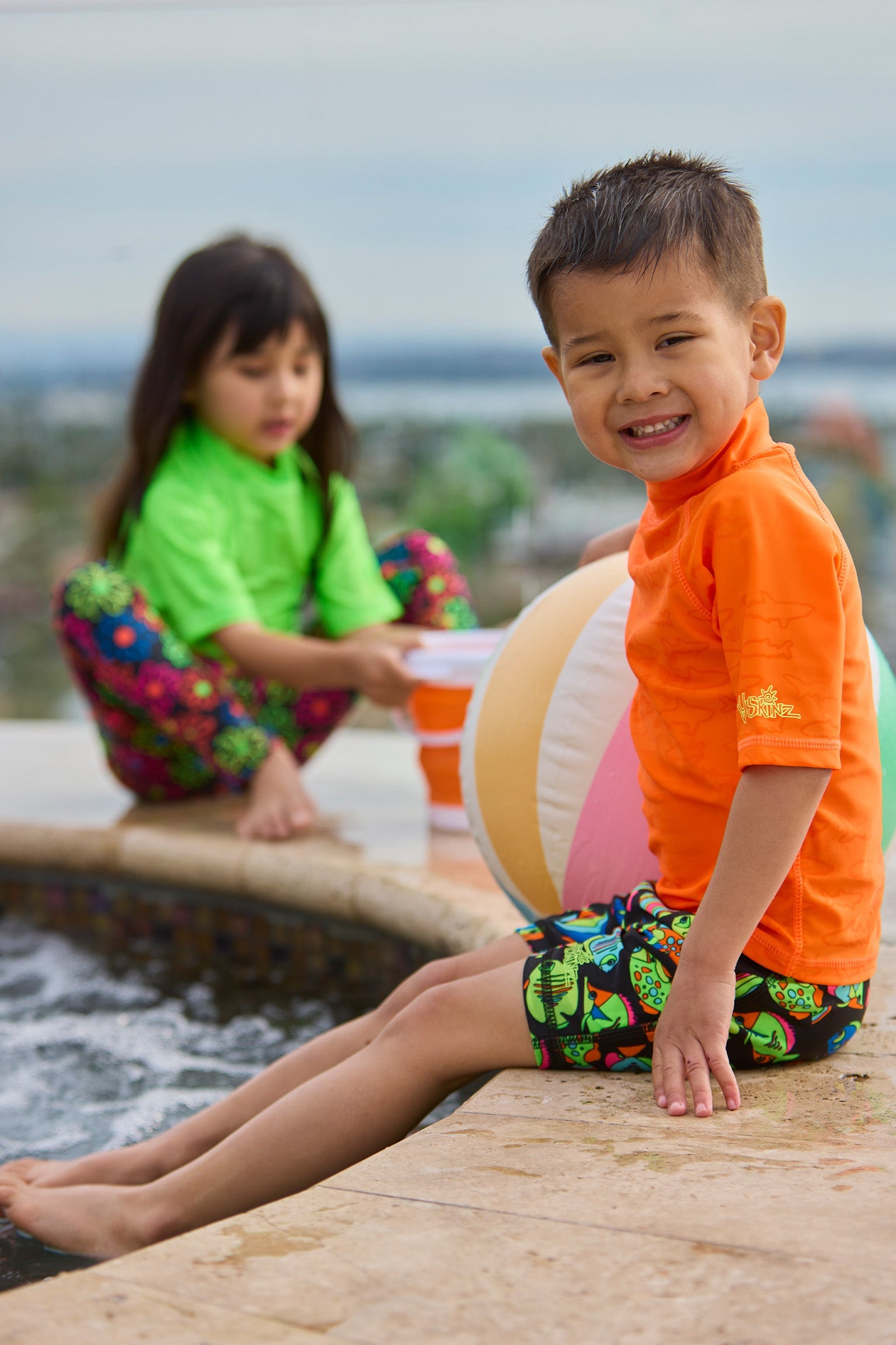 Kid's Neon Short Sleeve Sun & Swim Shirt