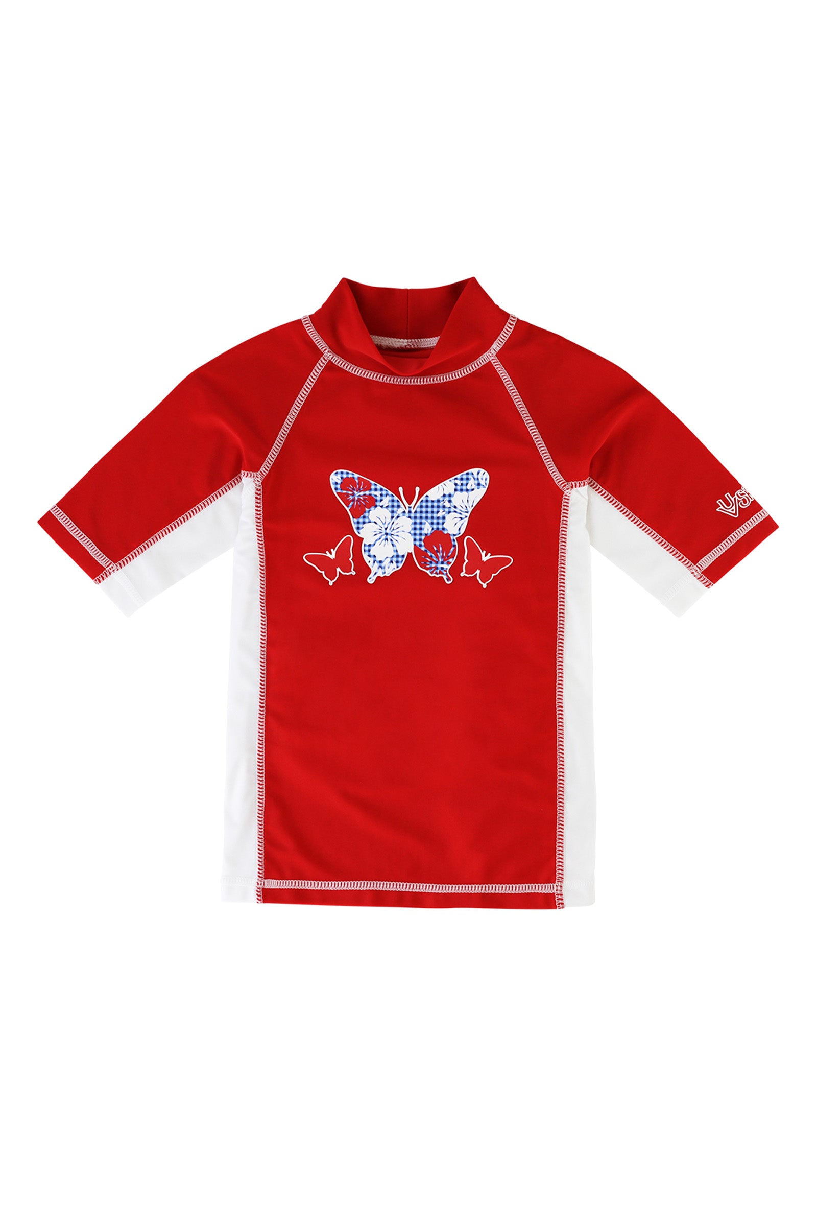 girl's short sleeve sunny swim shirt in americana butterfly
