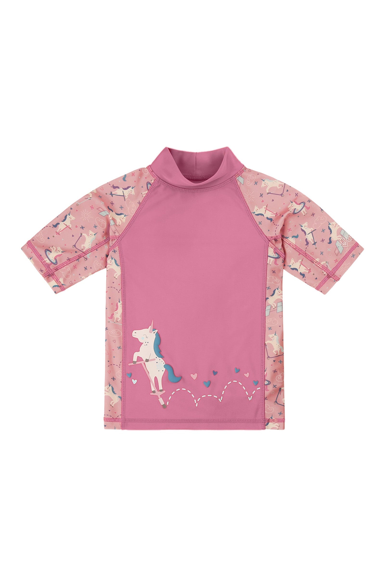 girl's short sleeve sunny swim shirt|jumping-for-joy