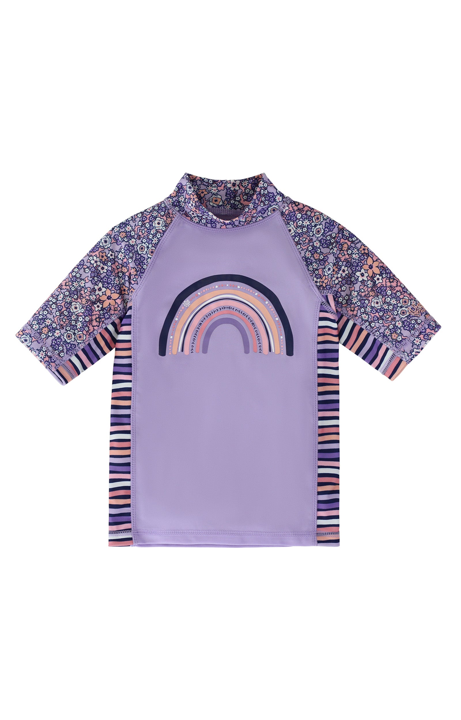 girl's short sleeve sunny swim shirt in lavender fields|lavender-fields