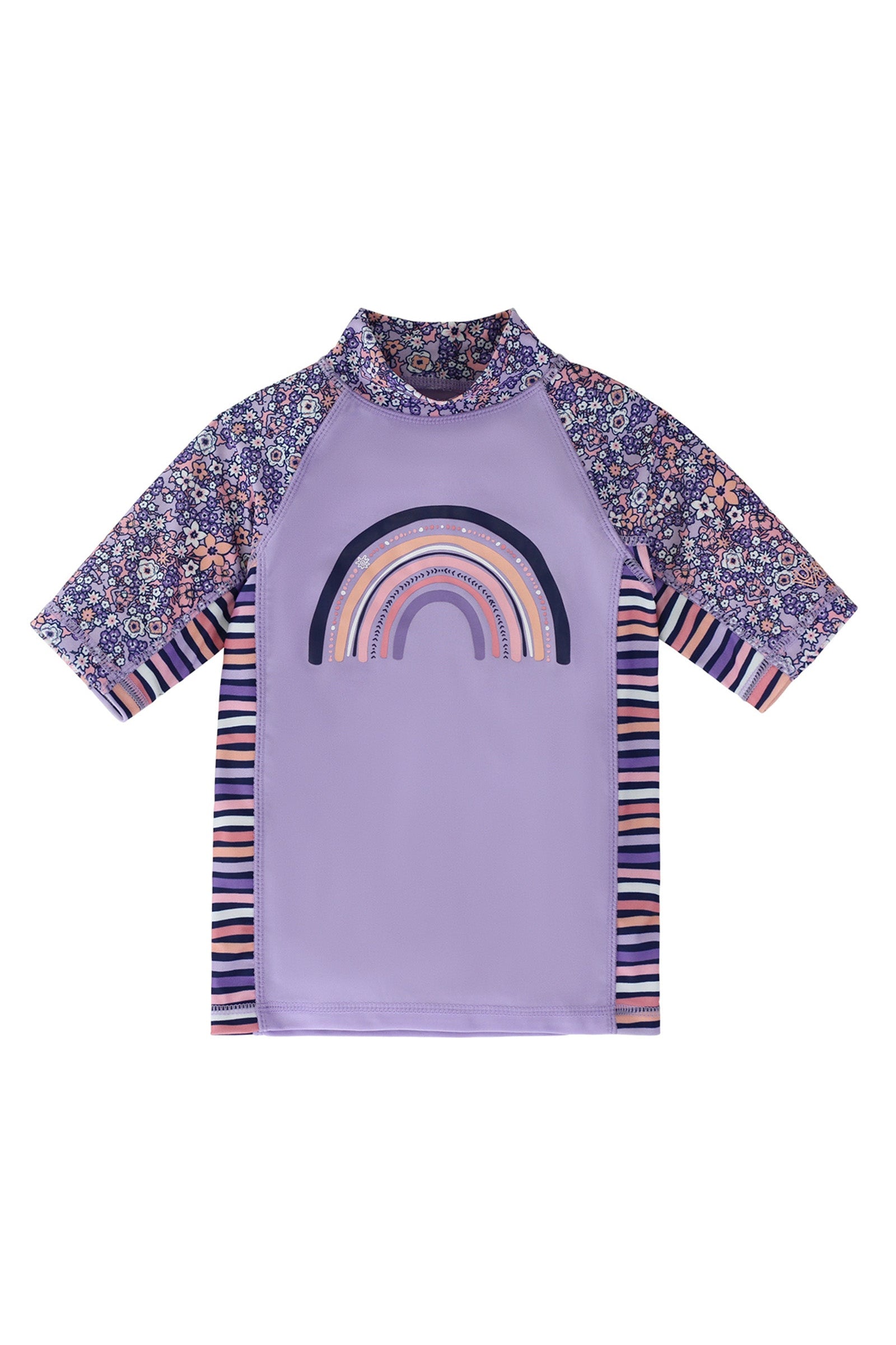 girl's short sleeve sunny swim shirt in lavender fields|lavender-fields
