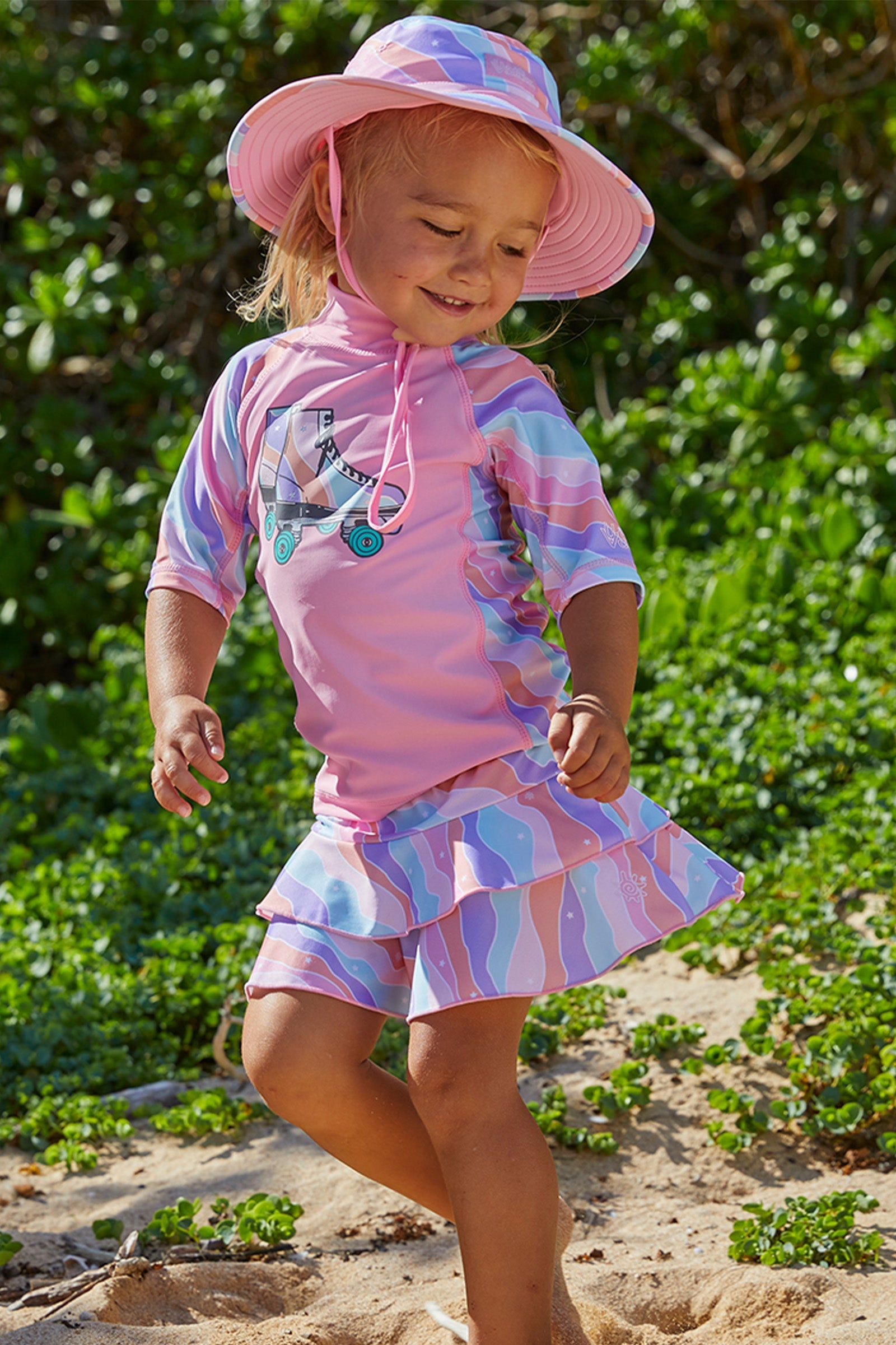 Girl's Short Sleeve Sunny Swim Shirt