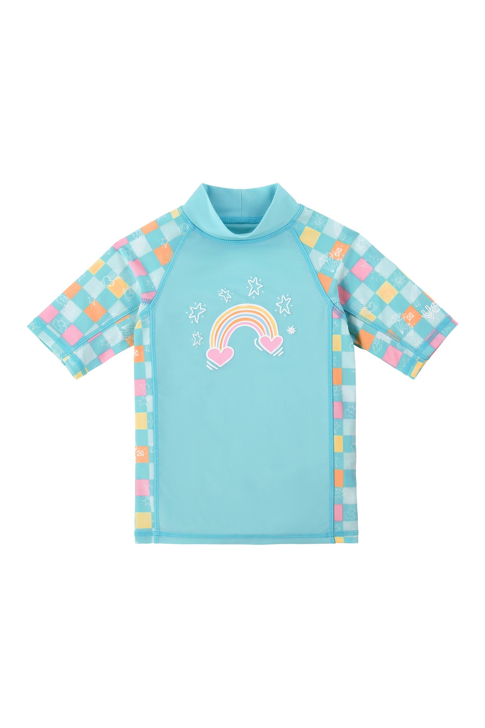 girls short sleeve sunny swim shirt|treasure-checkers