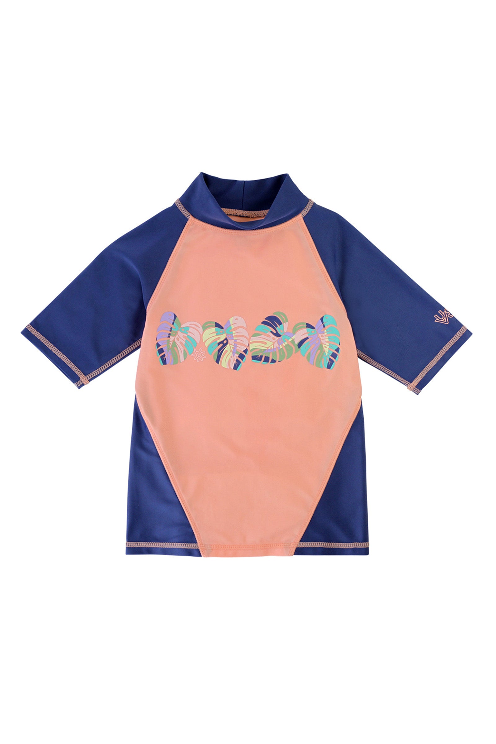 girl's short sleeve sport sun and swim shirt in rainbow vibes