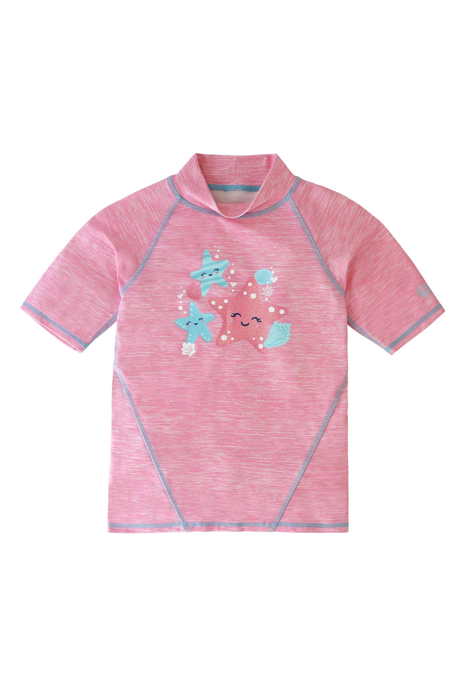 girl's short sleeve sport sun and swim shirt in sea star jaspe|sea-star-jaspe