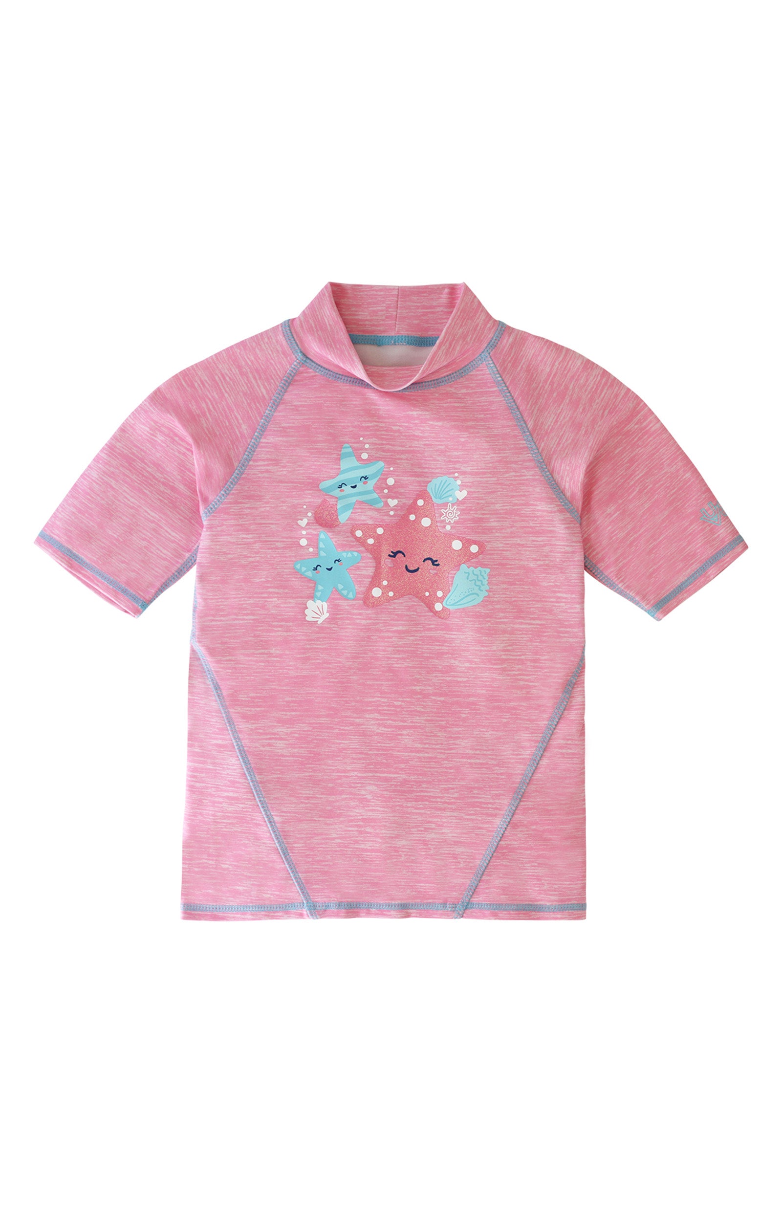 girl's short sleeve sport sun and swim shirt in sea star jaspe|sea-star-jaspe