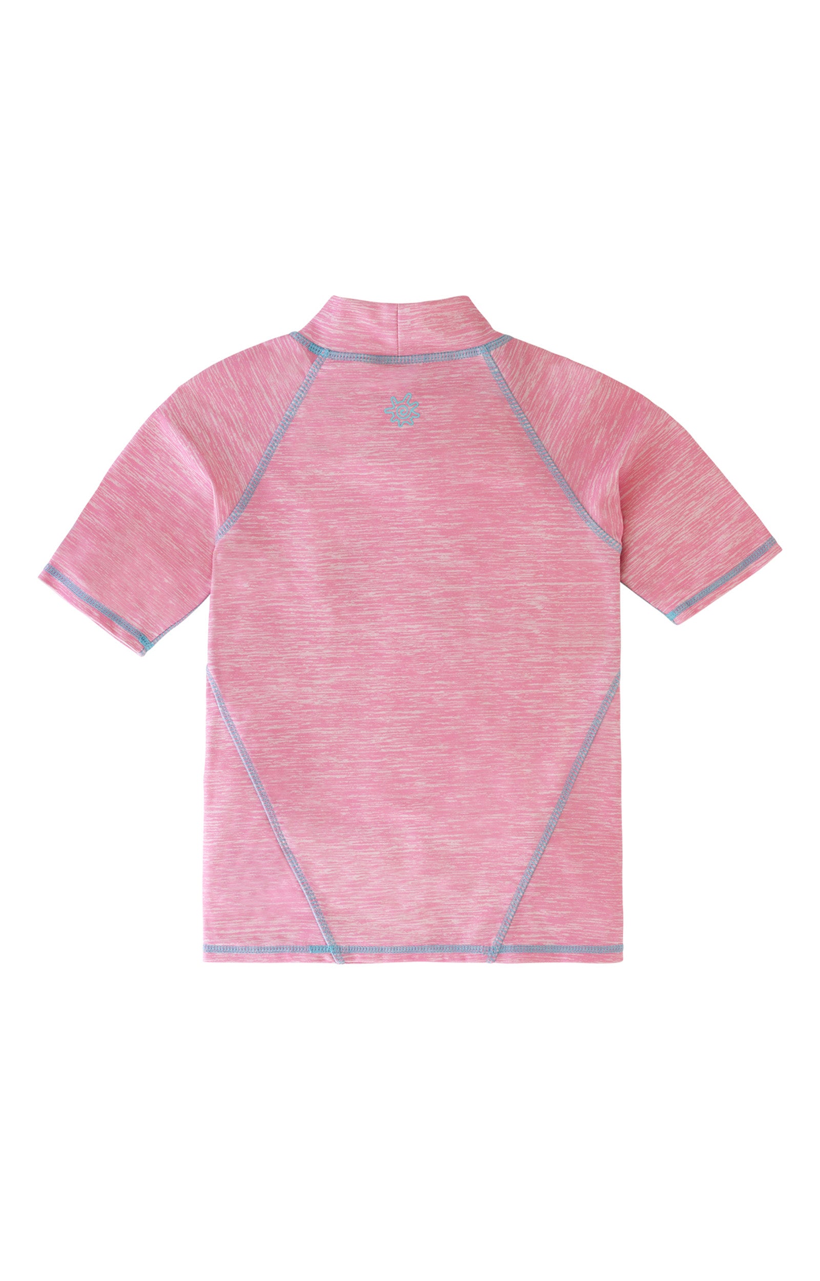 back of the girl's short sleeve sport sun and swim shirt in sea star jaspe|sea-star-jaspe