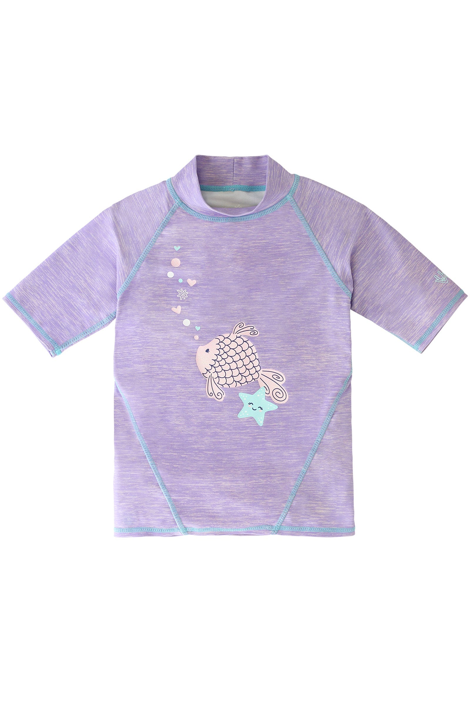 girl's short sleeve sport sun and swim shirt in sparkle fish jaspe|sparkle-fish-jaspe