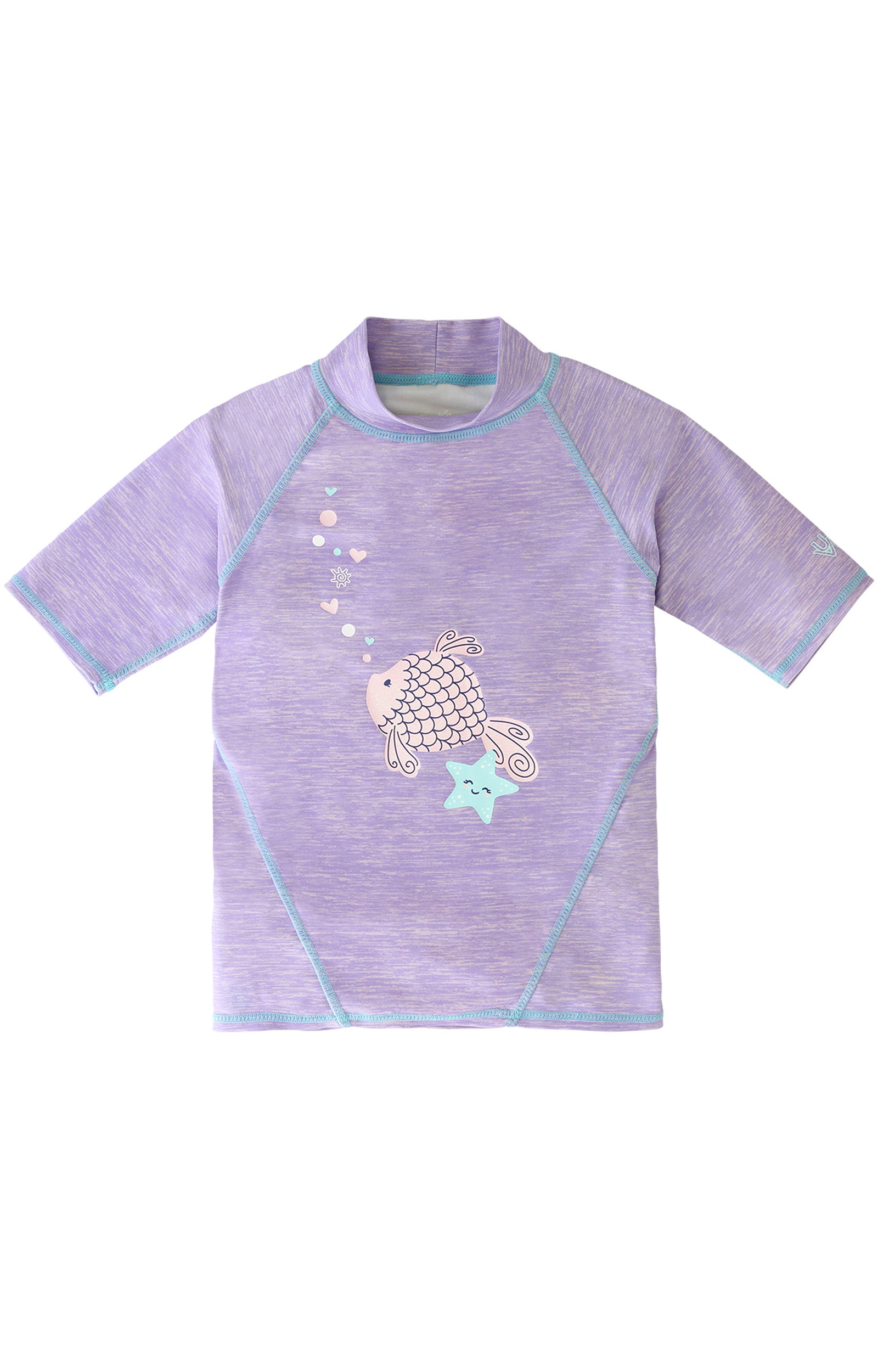girl's short sleeve sport sun and swim shirt in sparkle fish jaspe|sparkle-fish-jaspe