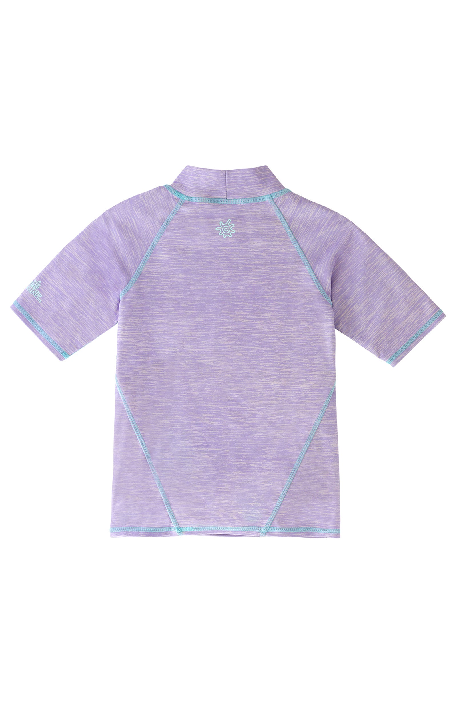 back of the girl's short sleeve sport sun and swim shirt in sparkle fish jaspe|sparkle-fish-jaspe