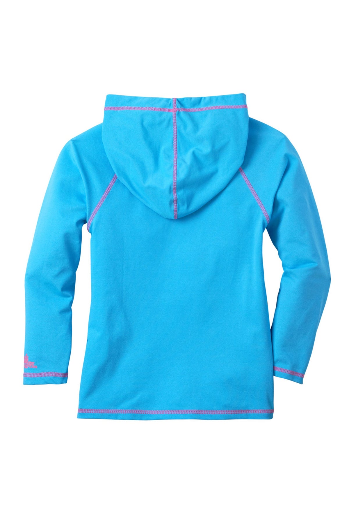 back of the girl's pullover hoodie in aqua|aqua
