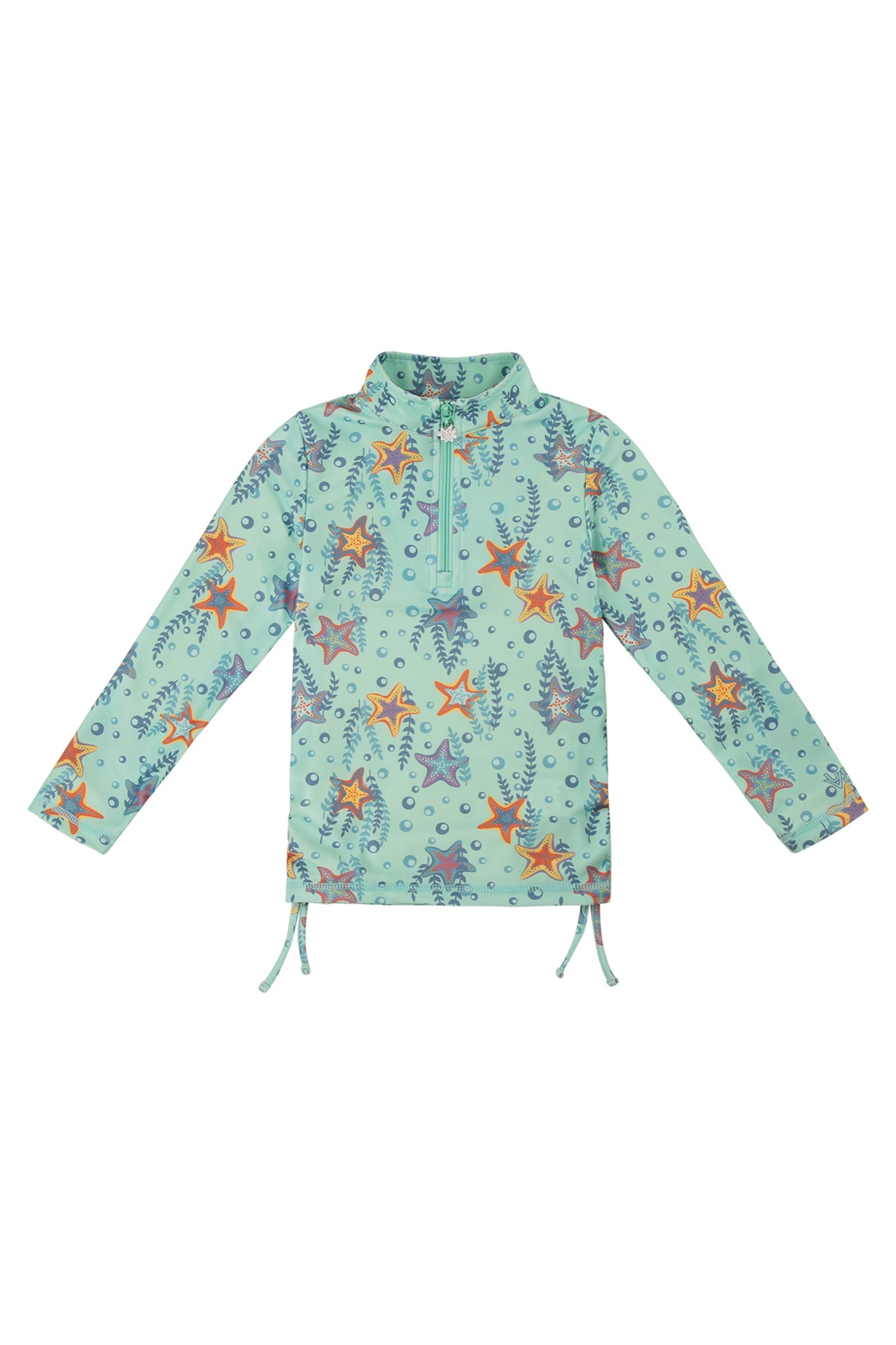 Girl's Half Zip Ruched Sun and Swim Shirt|dancing-starfish