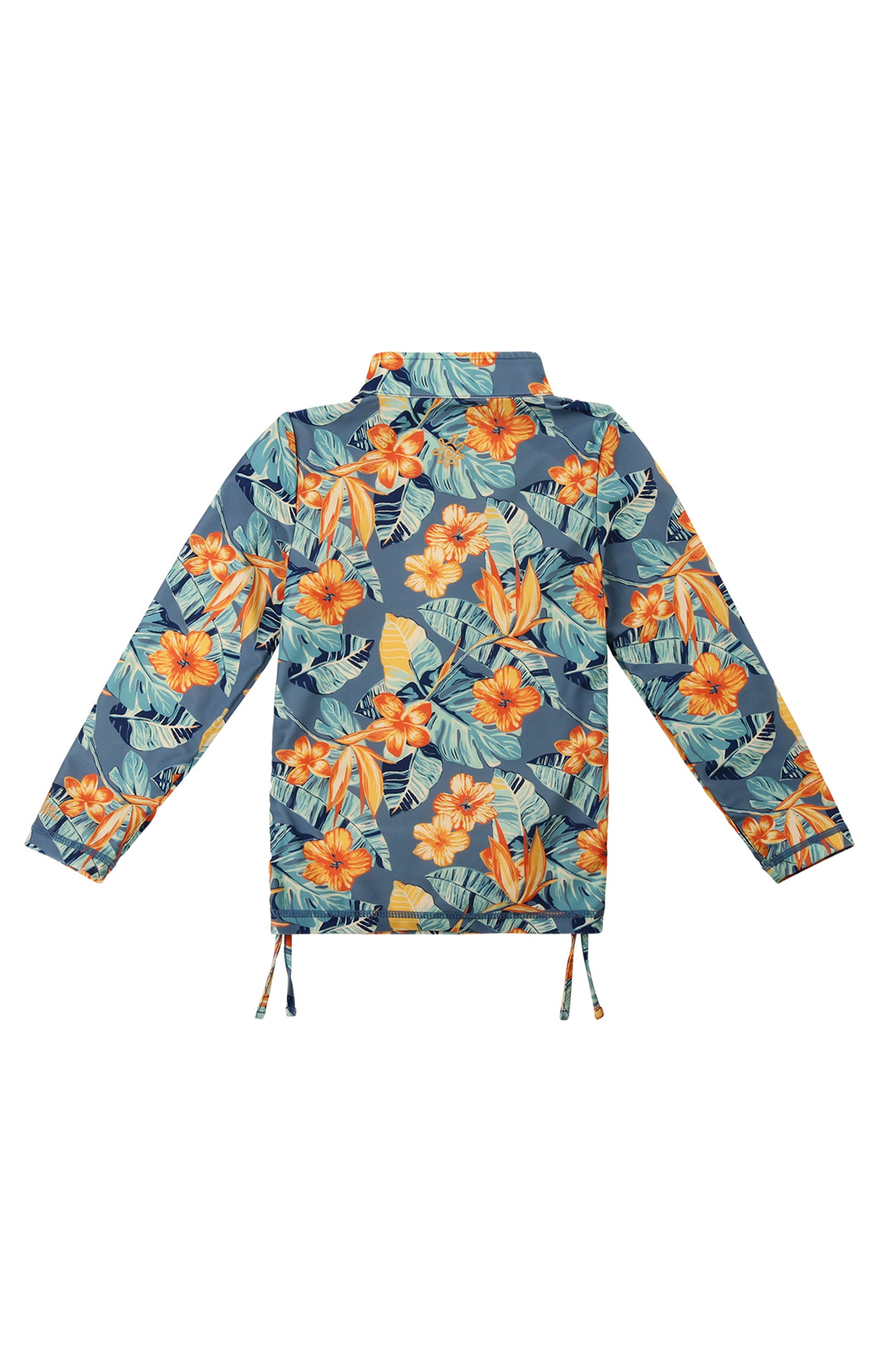 Girl's Half Zip Ruched Sun and Swim Shirt|maui-hibiscus