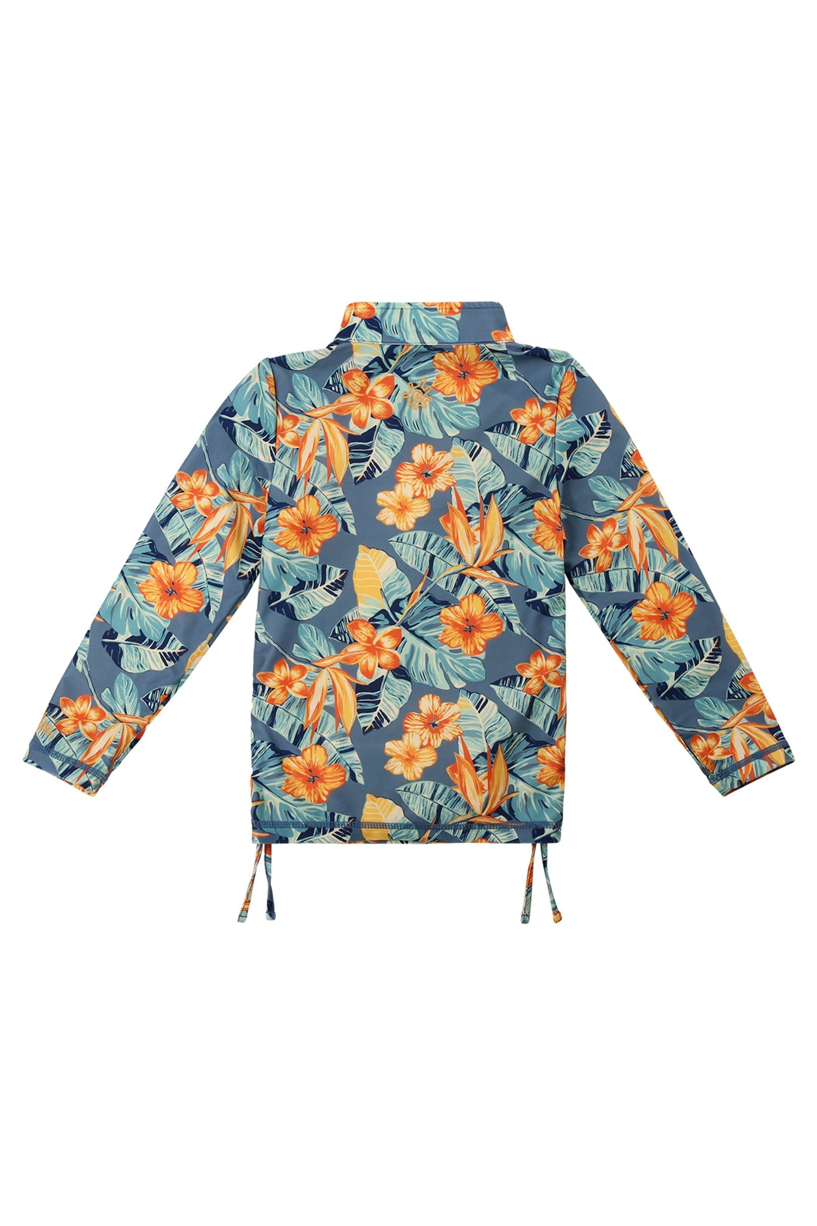 Girl's Half Zip Ruched Sun and Swim Shirt|maui-hibiscus