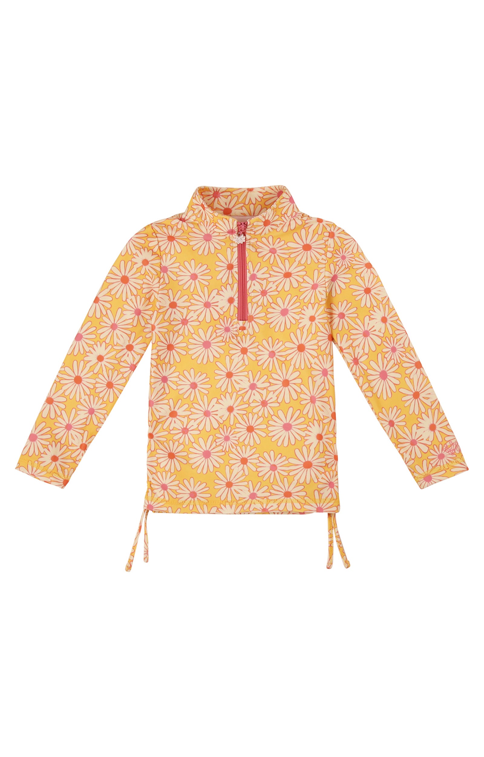 Girl's Half Zip Ruched Sun and Swim Shirt|sunshine-daisies