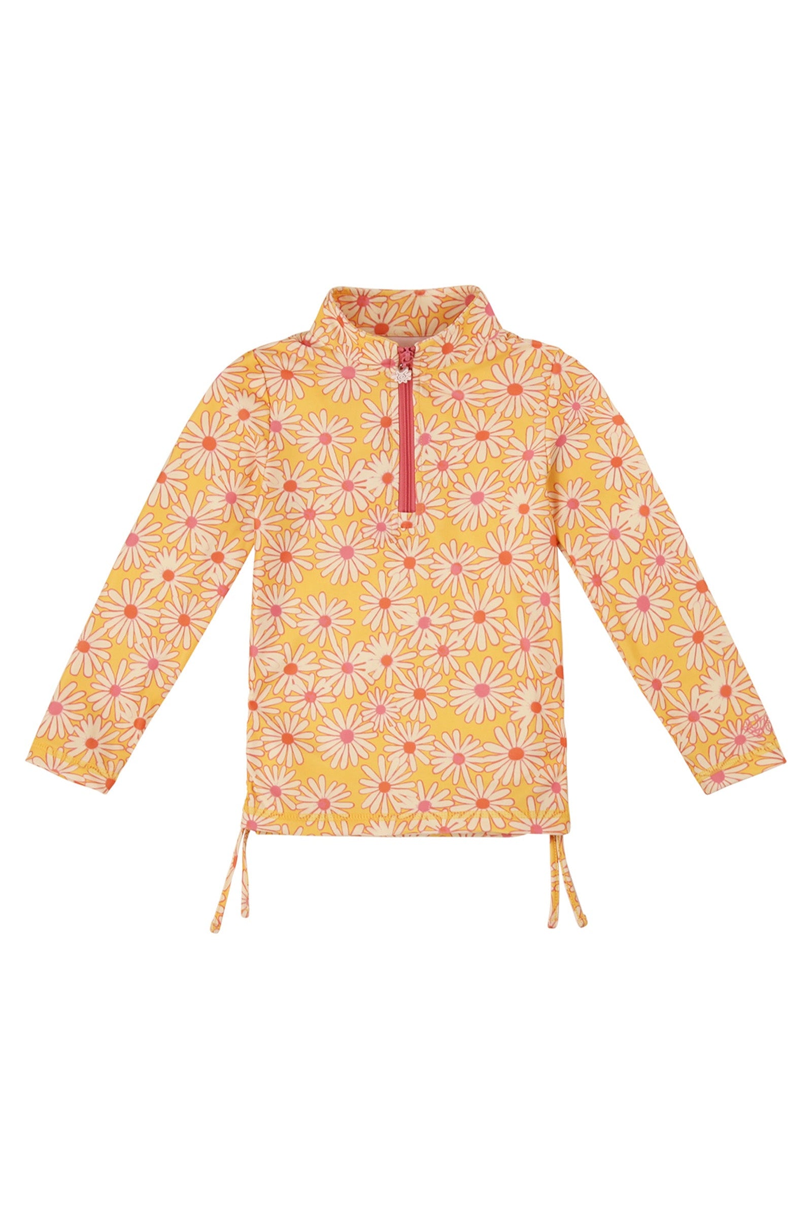 Girl's Half Zip Ruched Sun and Swim Shirt|sunshine-daisies