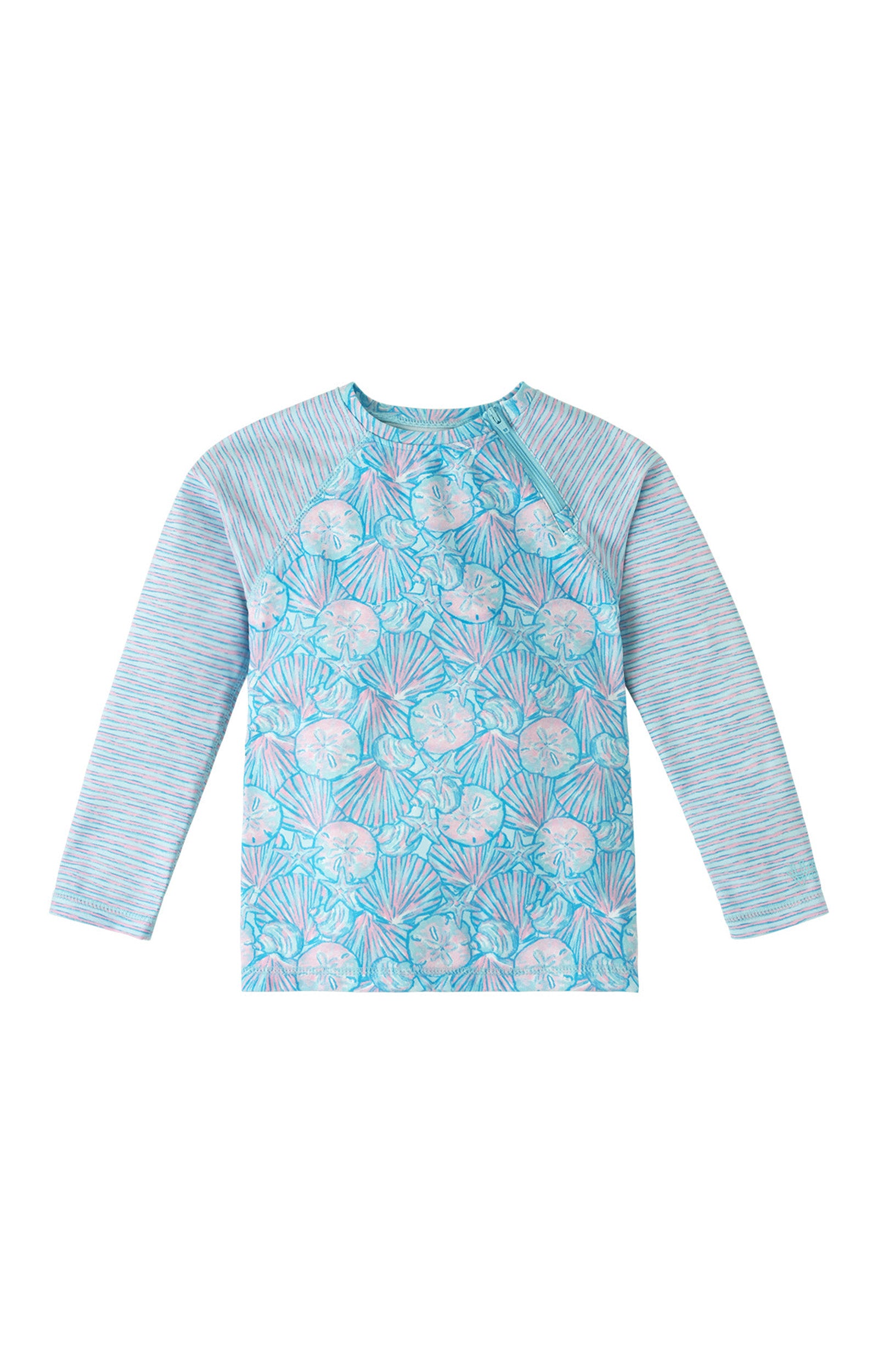 UV Skinz's girls long sleeve rash guard in candy shell stripes|candy-shells-stripes