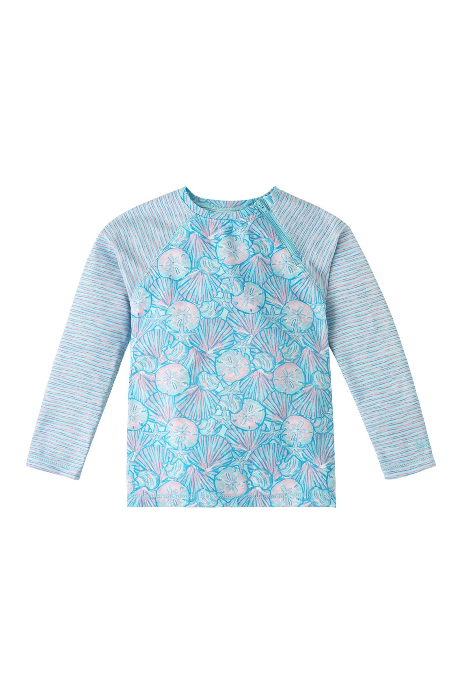 UV Skinz's girls long sleeve rash guard in candy shell stripes|candy-shells-stripes