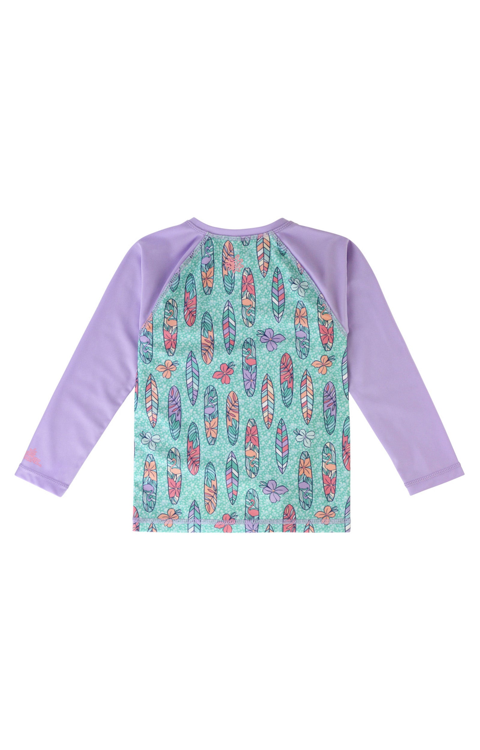 back of the girl's long sleeve swim shirt in petal power|petal-power