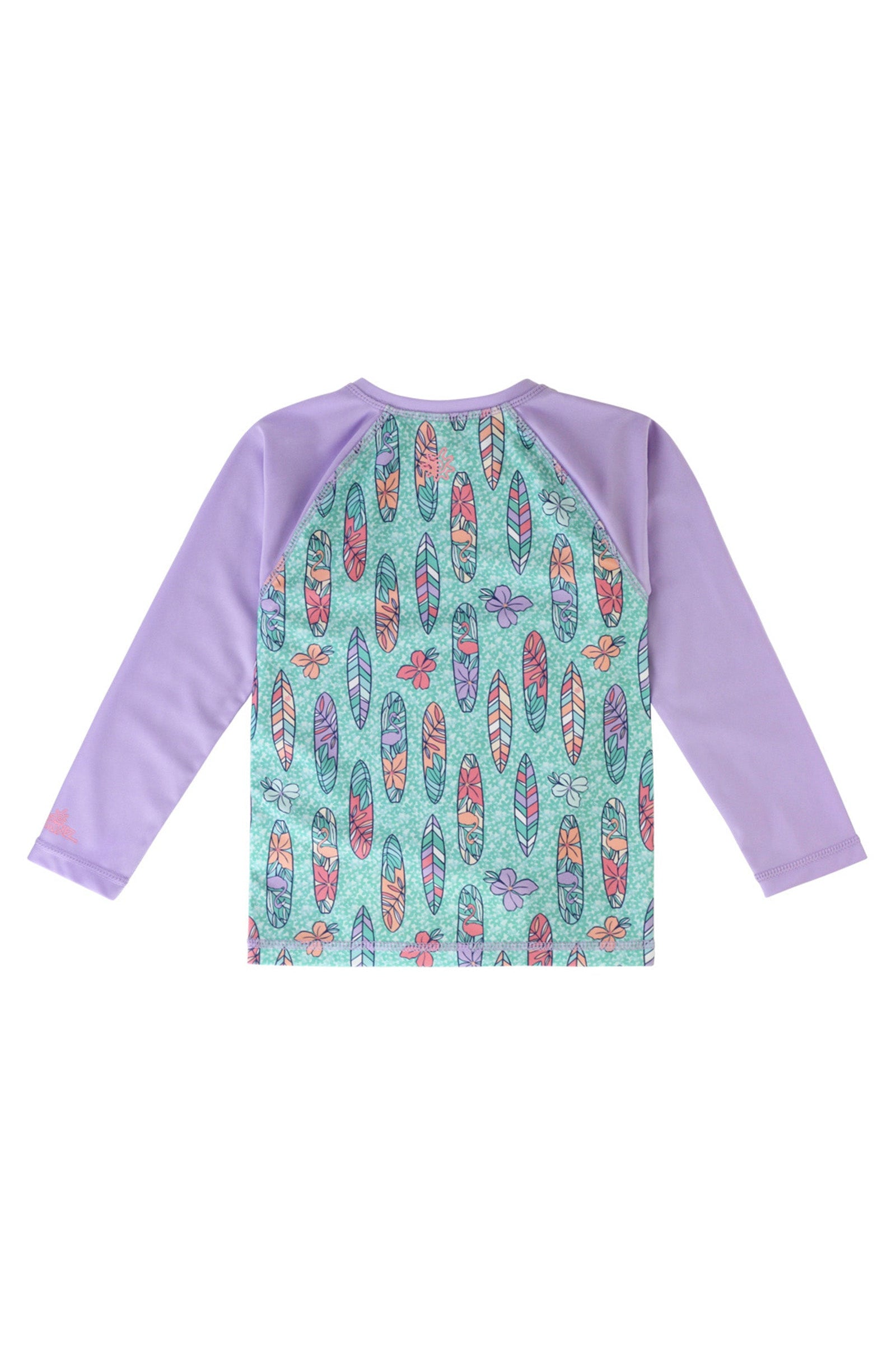 back of the girl's long sleeve swim shirt in petal power|petal-power