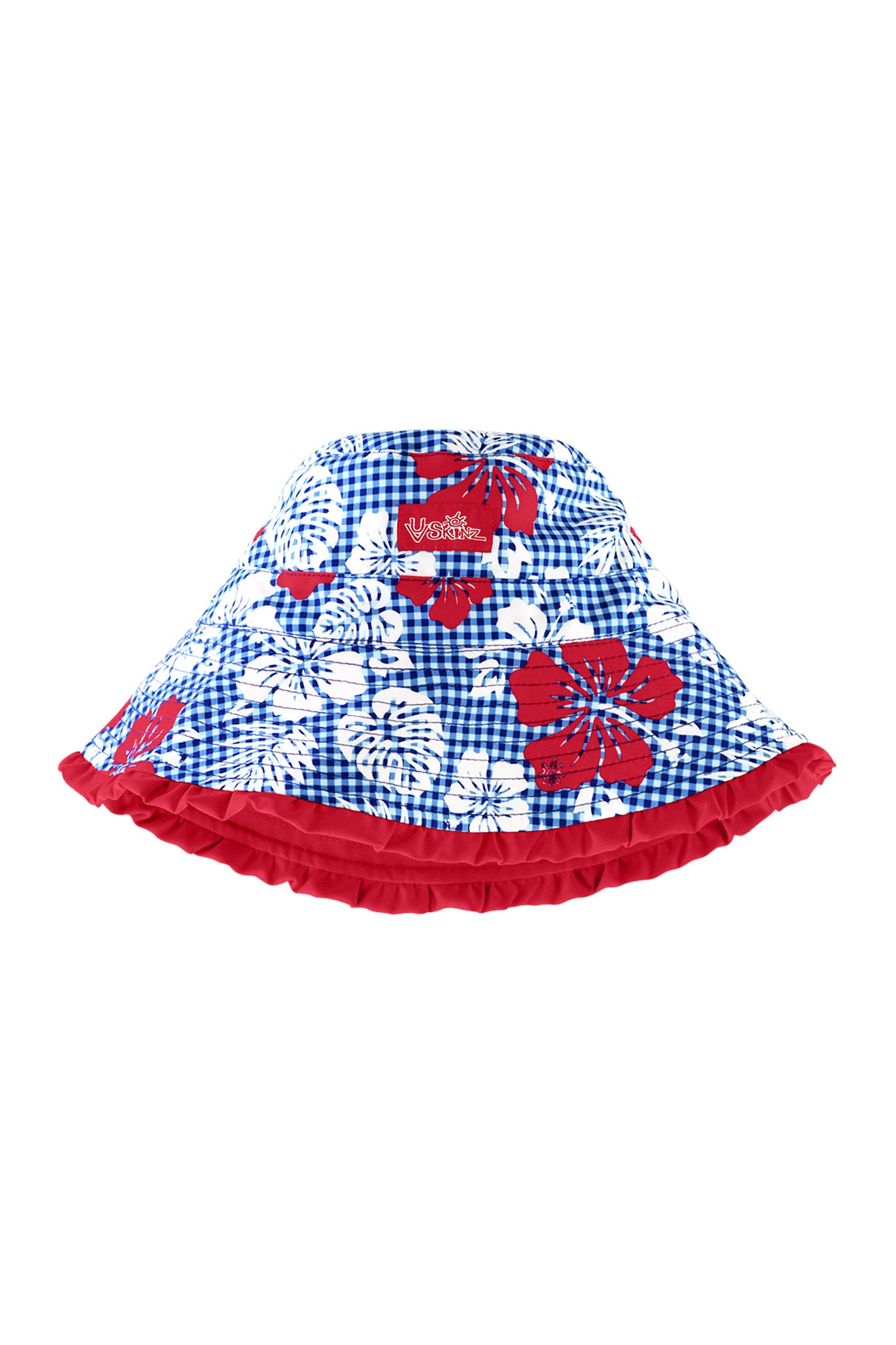 girls bucket hat in red americana gingham