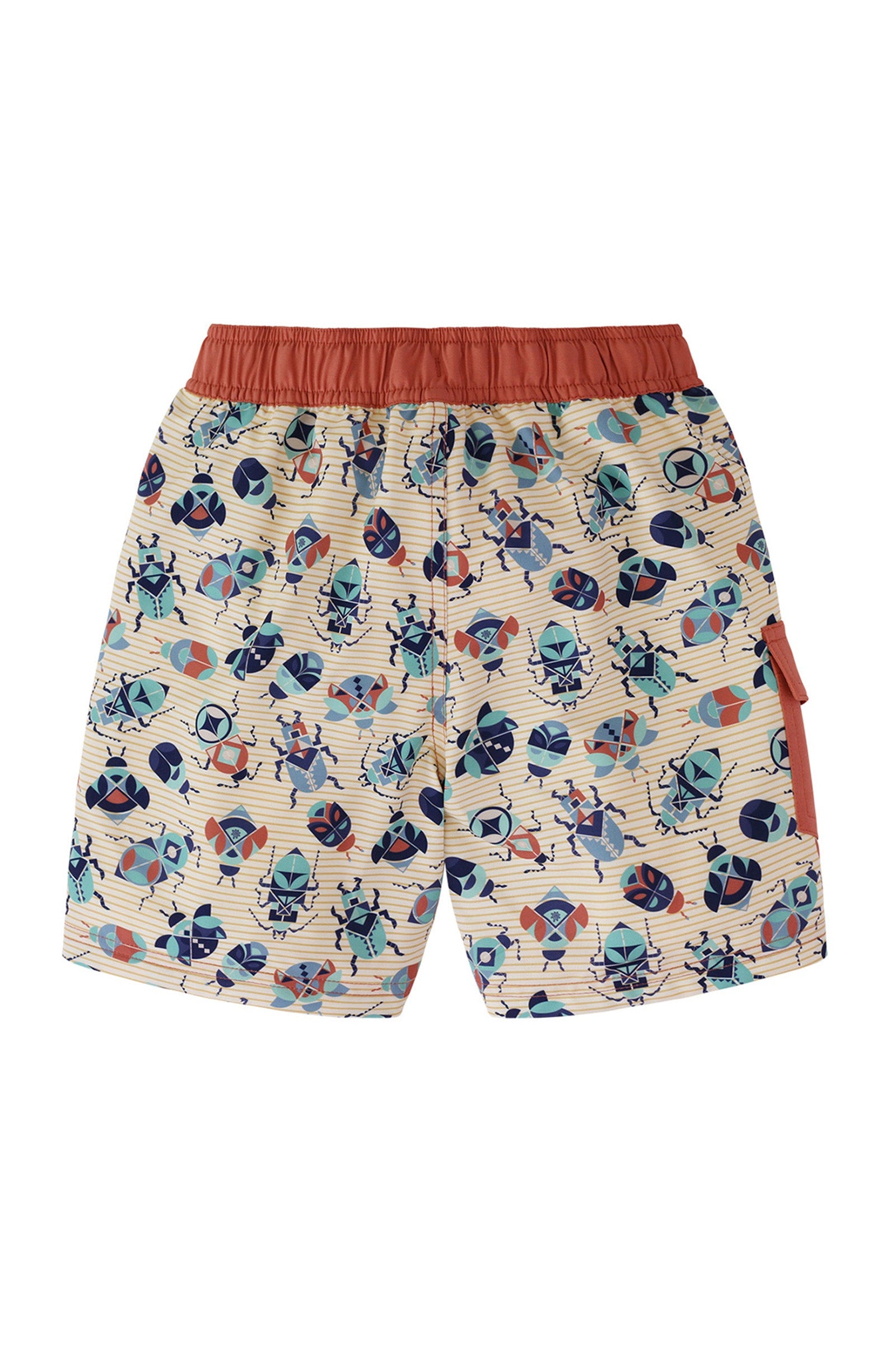 Back of the Boy's Classic Board Shorts in Beetle Mania|beetle-mania