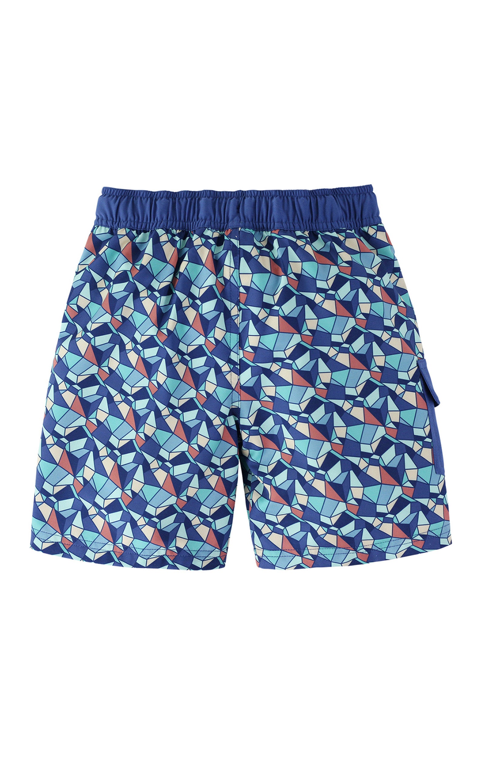 Back of the Boy's Classic Board Shorts in Stained Glass|stained-glass