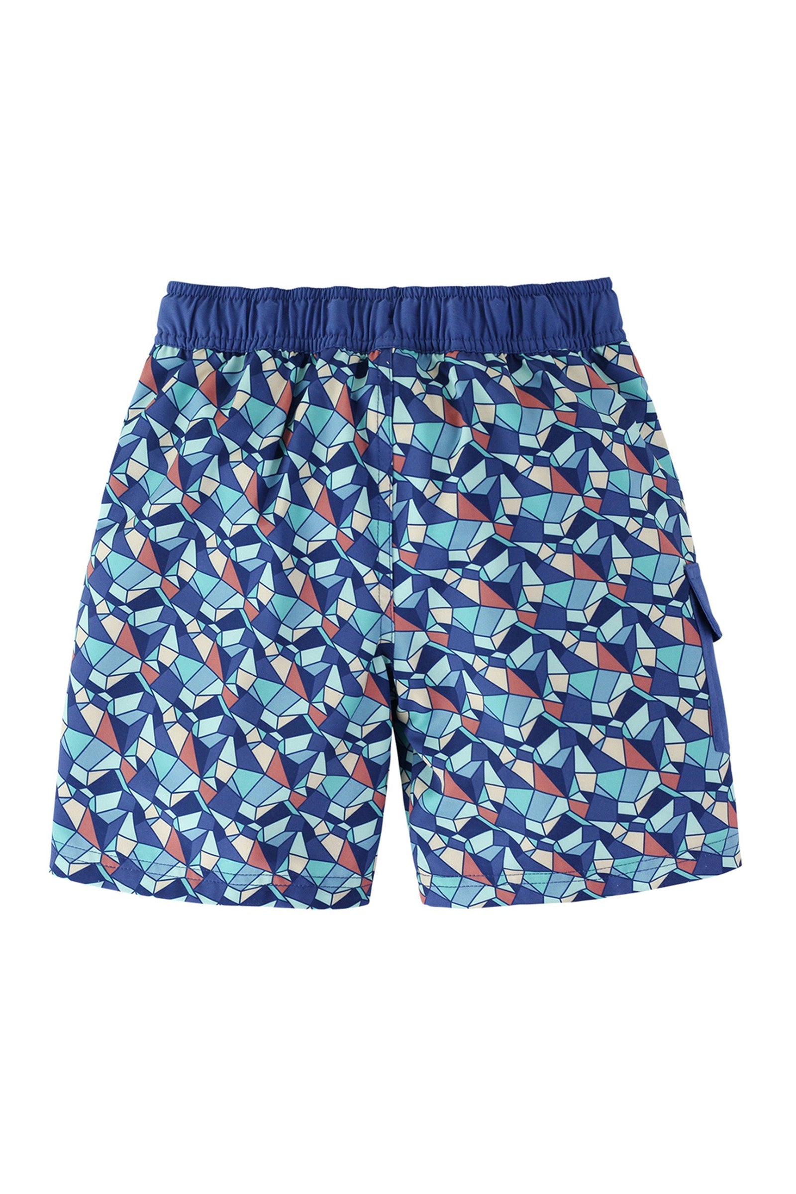 Back of the Boy's Classic Board Shorts in Stained Glass|stained-glass