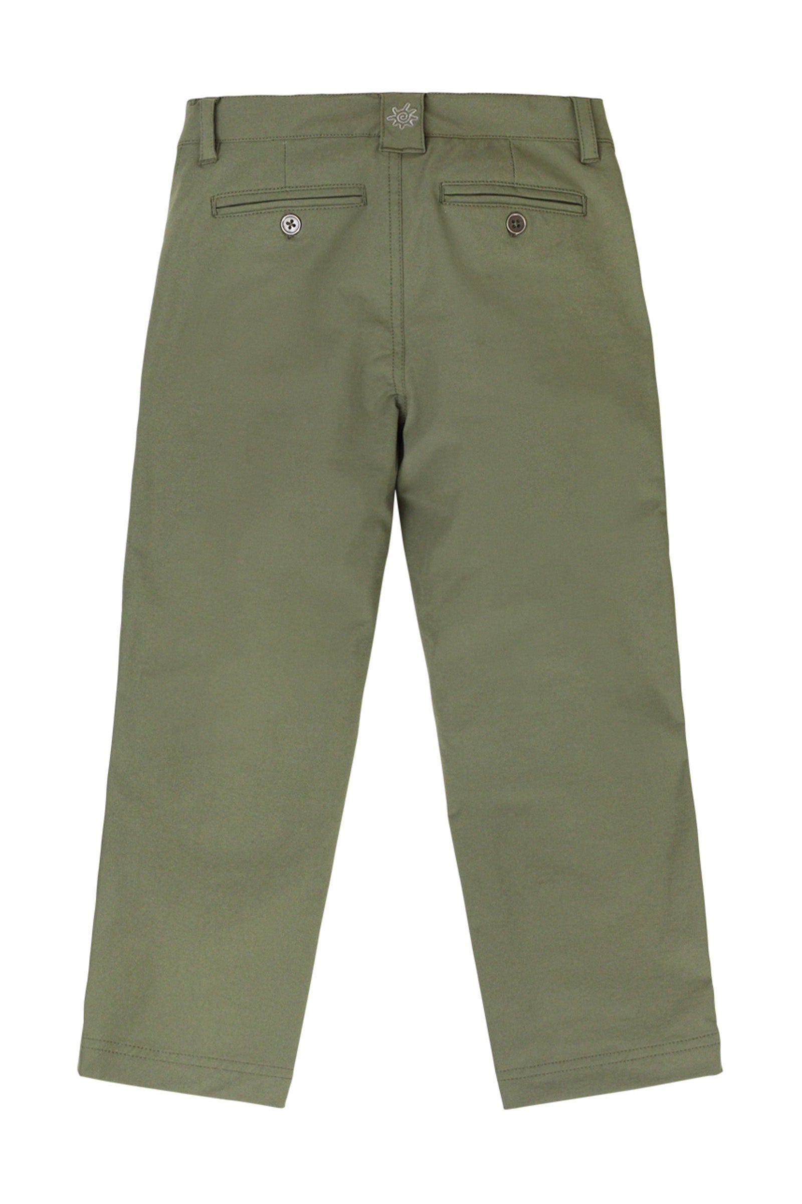 back of the boy's fairway pants in deep olive|deep-olive