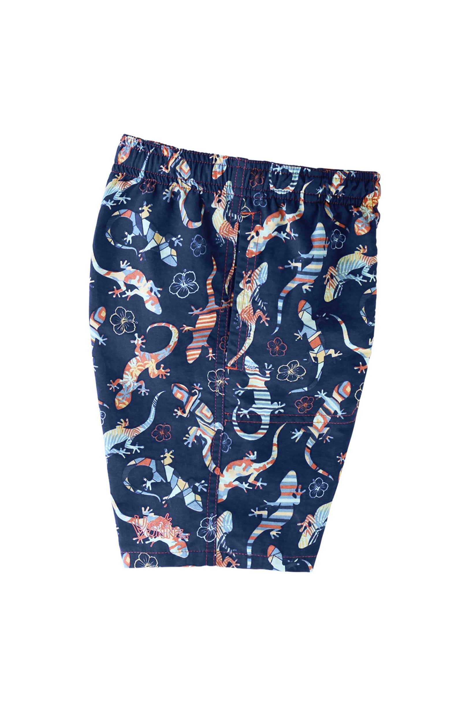 side view of the boys beach shorts in camo gecko|camo-gecko