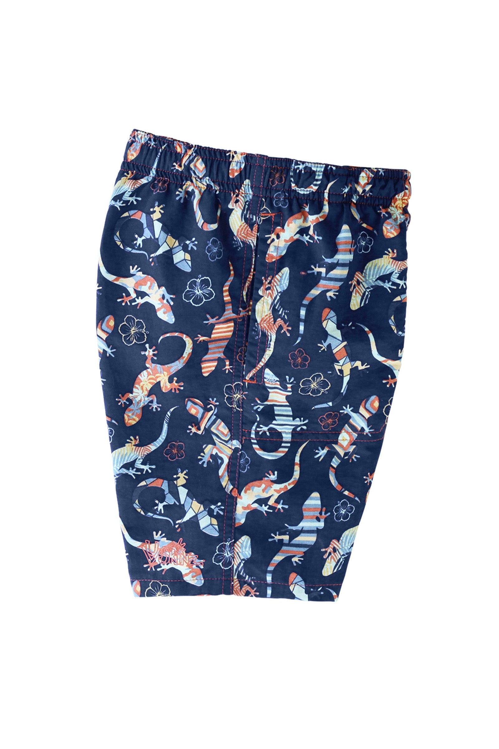 side view of the boys beach shorts in camo gecko|camo-gecko