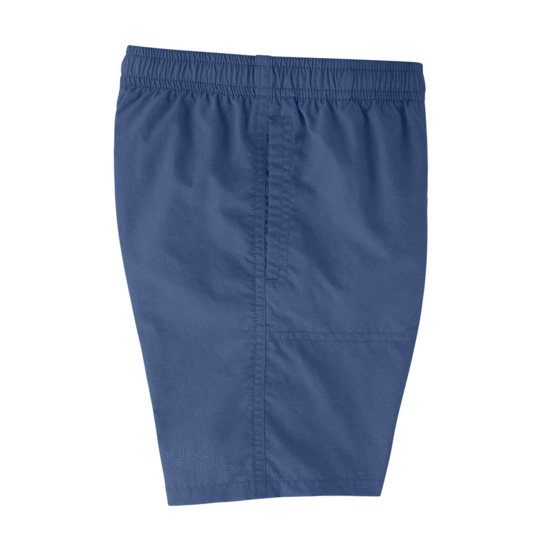 side view of the boys beach shorts in washed navy|washed-navy