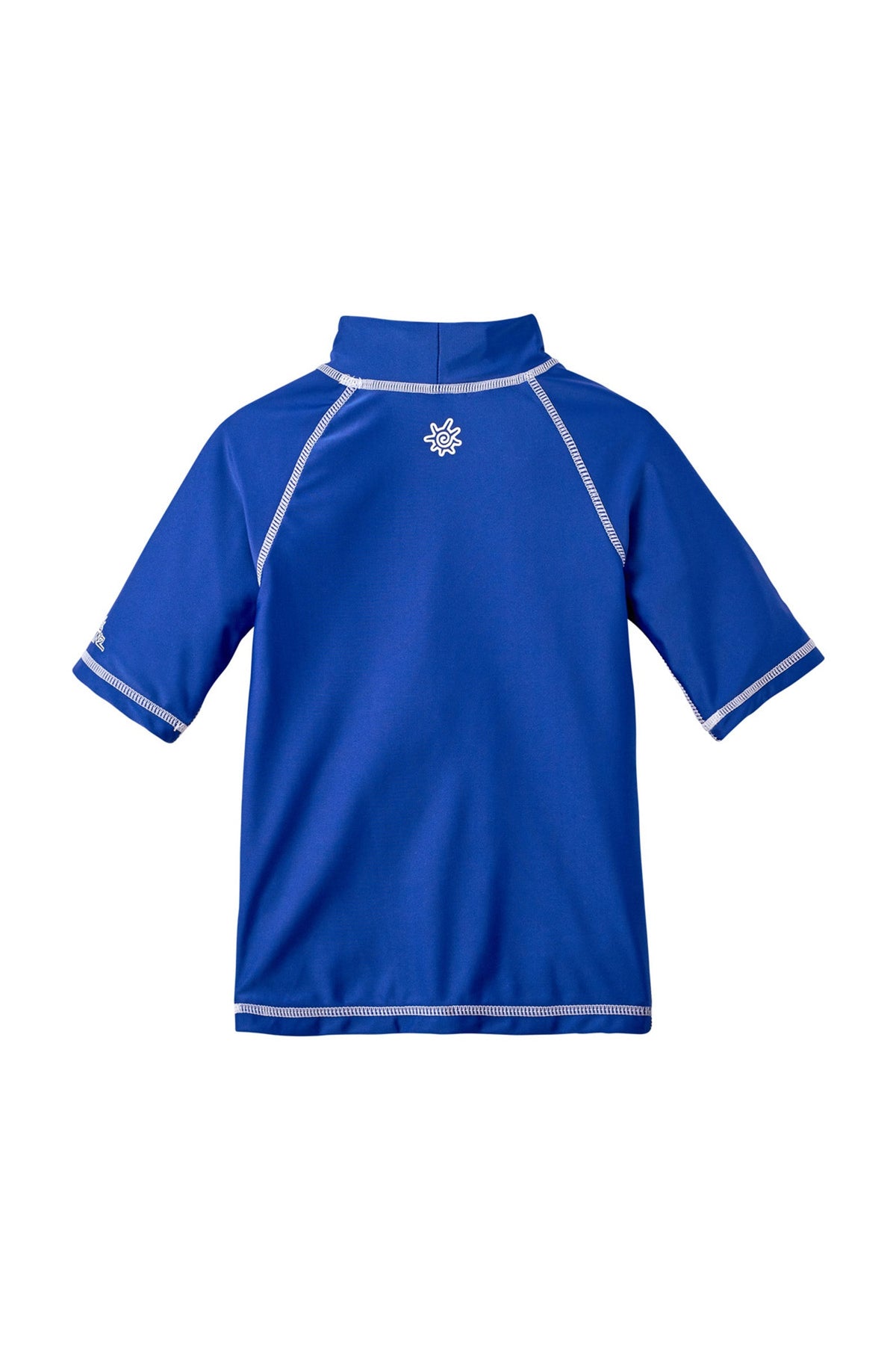 Back of the kid's short sleeve swim shirt in navy|navy