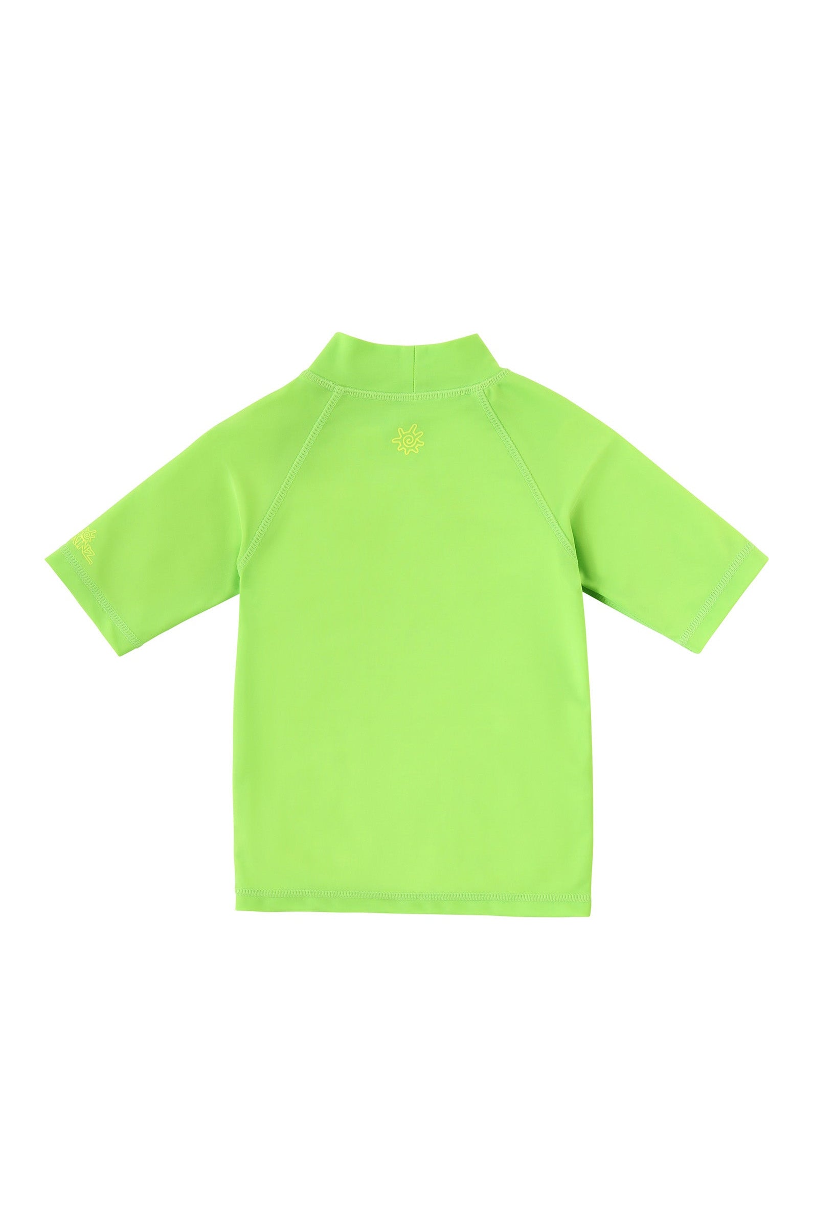 back view of kids neon magic print sun and swim shirt|neon-pups