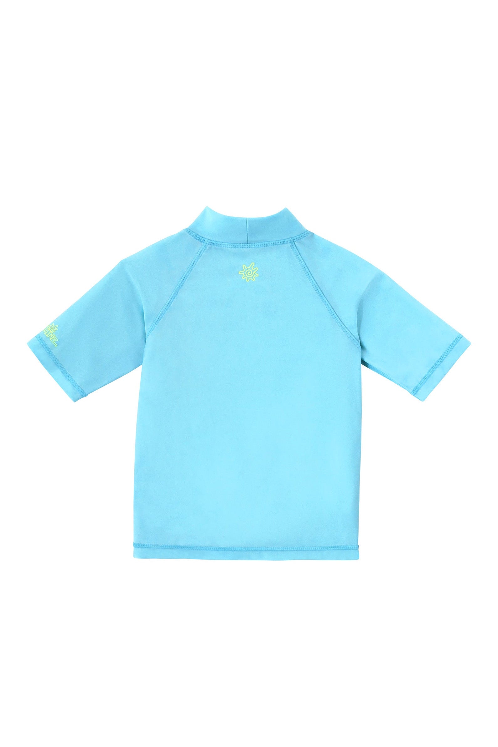 back view of kids neon magic print sun and swim shirt|neon-sea-life