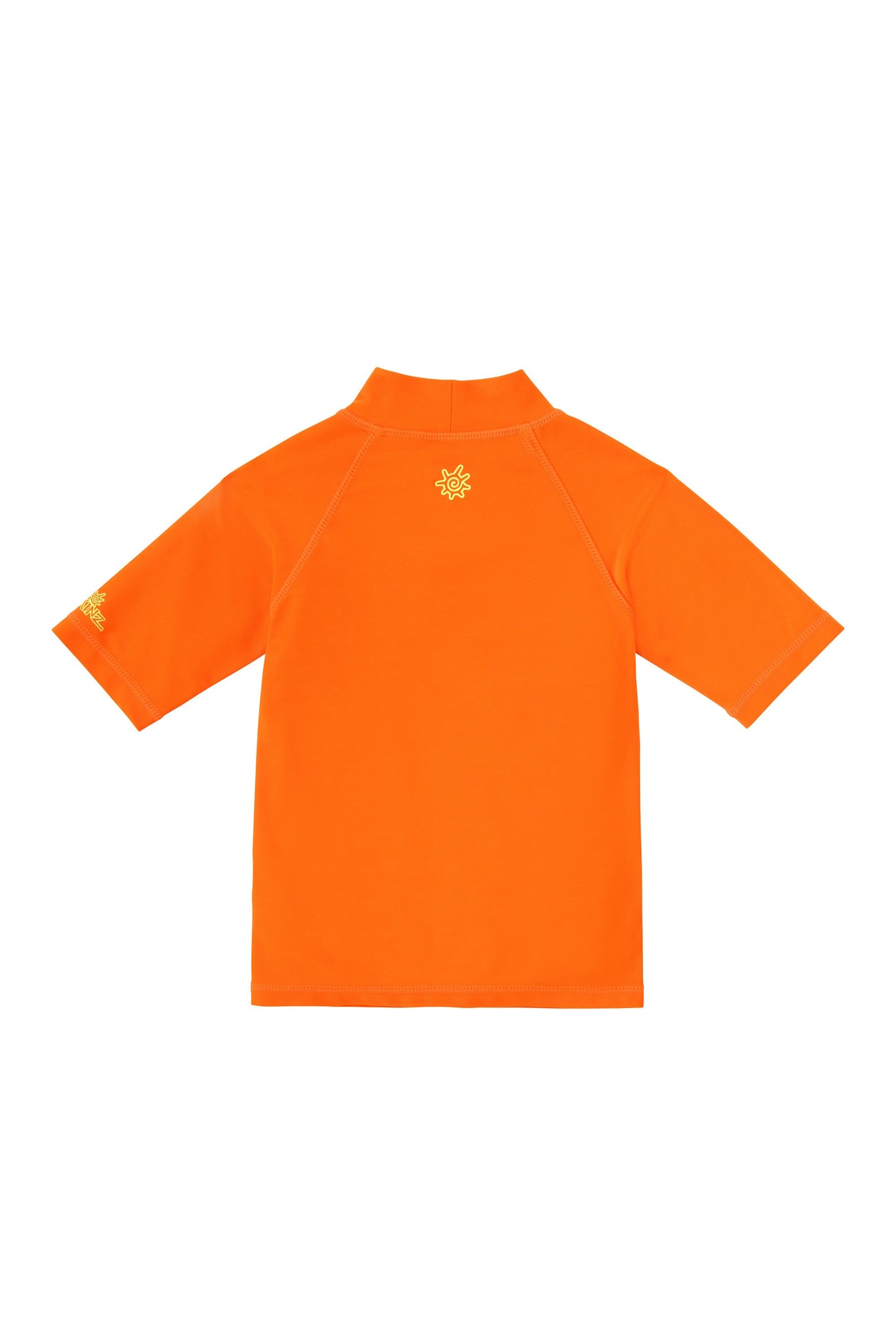 back view of kids neon magic print sun and swim shirt|neon-sharks