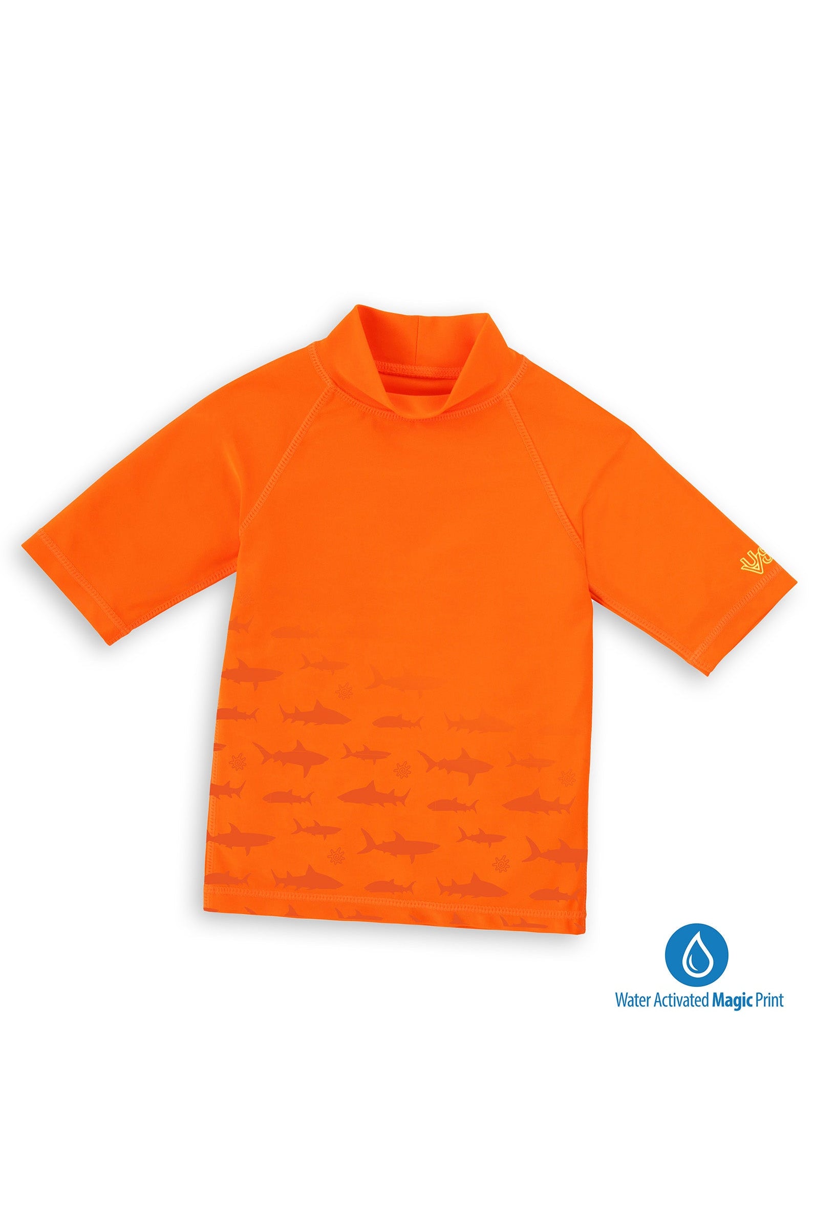 kids neon magic print sun and swim shirt|neon-sharks