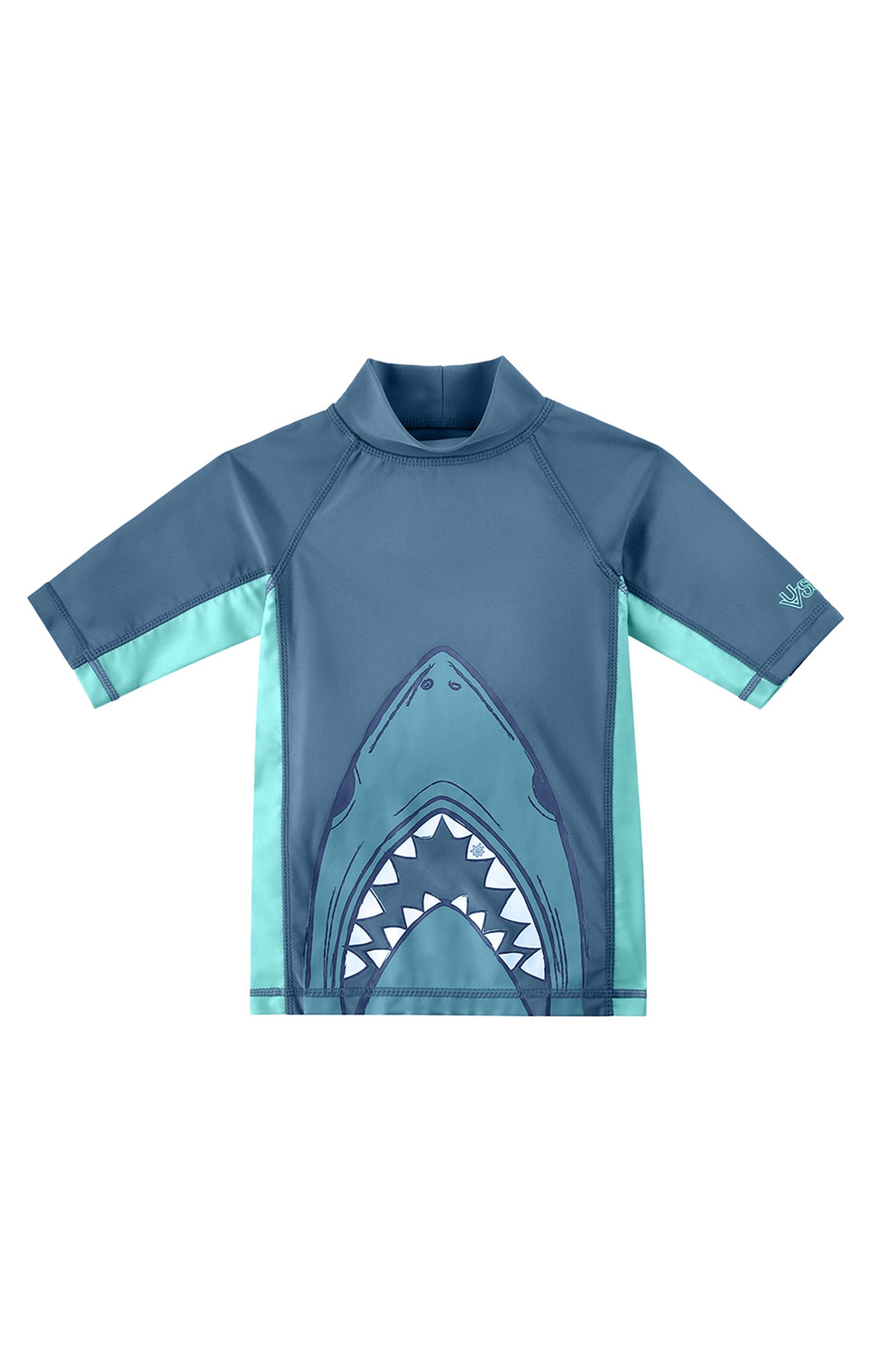Boy's Adventure Short Sleeve Swim Shirt|shark-bite